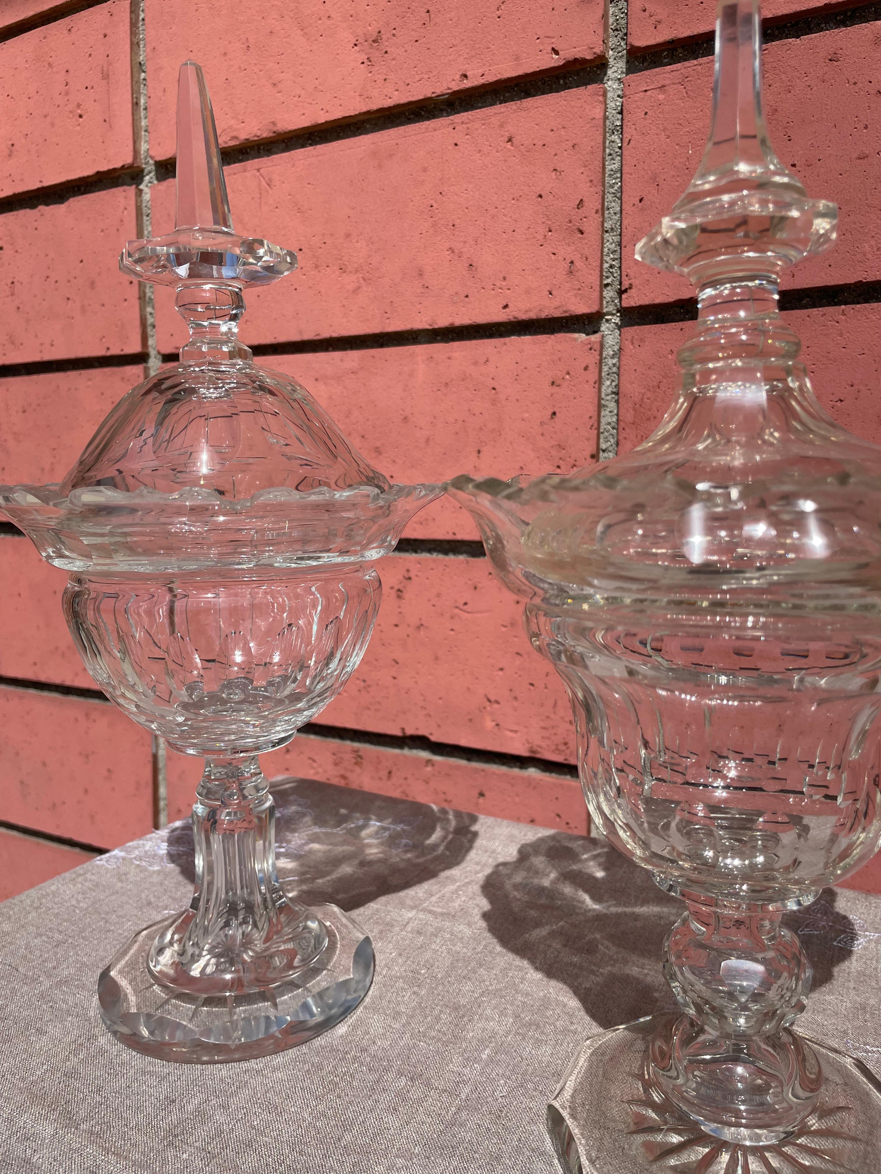 Exquisite Vintage Clear Crystal Dishes with Lid! These are adorable Dutch candy/trinket dishes with lids, made of beautifully cut crystal. This sparkling dish measures 13.5