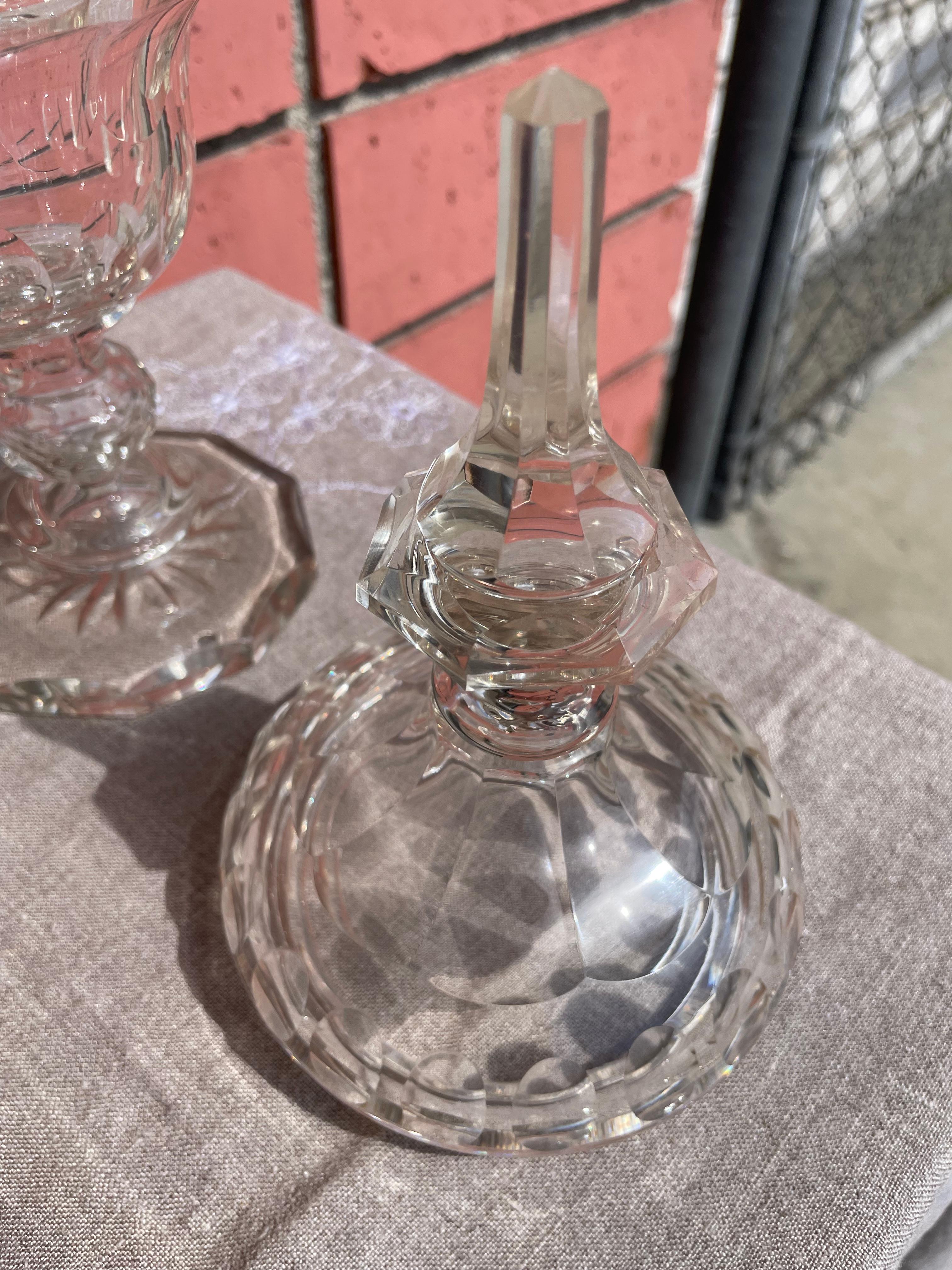 Glass Set of Dutch 1900s Crystal Lidded Dish For Sale