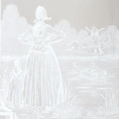 Set of Dutch Antique Acid Etched Glass Double Doors