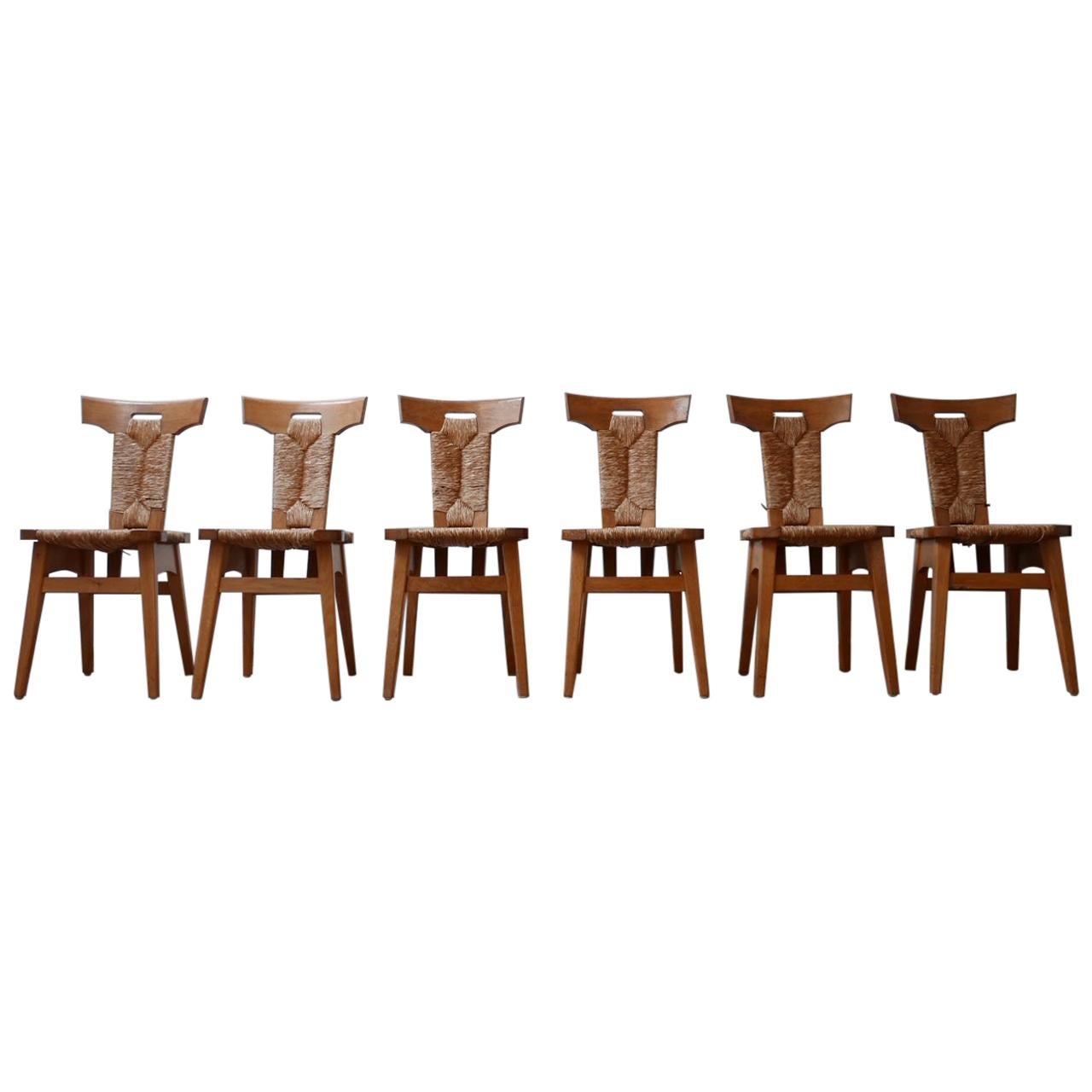Set of Dutch Arts & Crafts Dining Chairs by W Kuyper