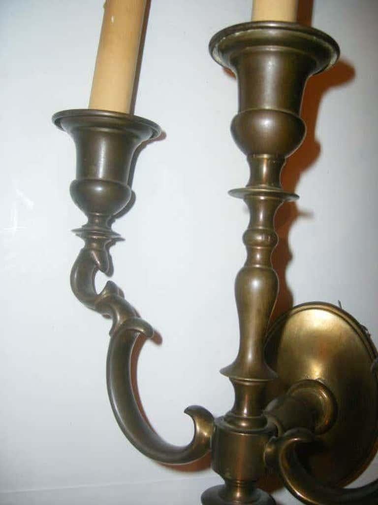 Set of Dutch Bronze Sconces, Sold Per Pair In Good Condition For Sale In New York, NY