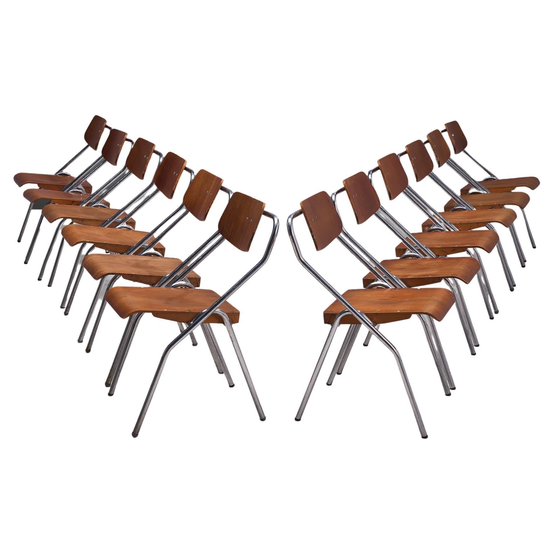 Set of Dutch Chairs with Tubular Frame  For Sale