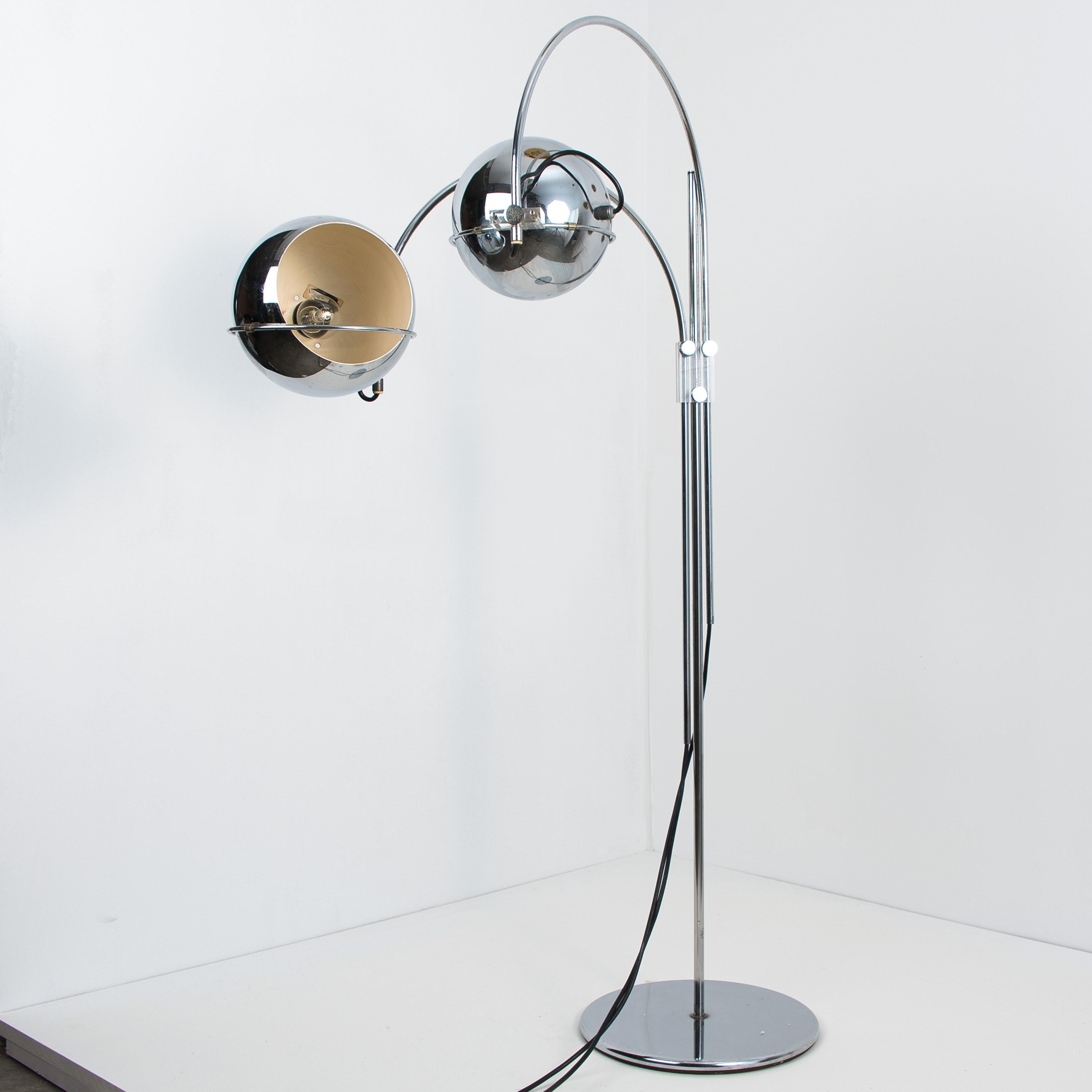 Set of Dutch Chrome Light Fixtures from Gepo, Double Eye-Ball, 1960s 5