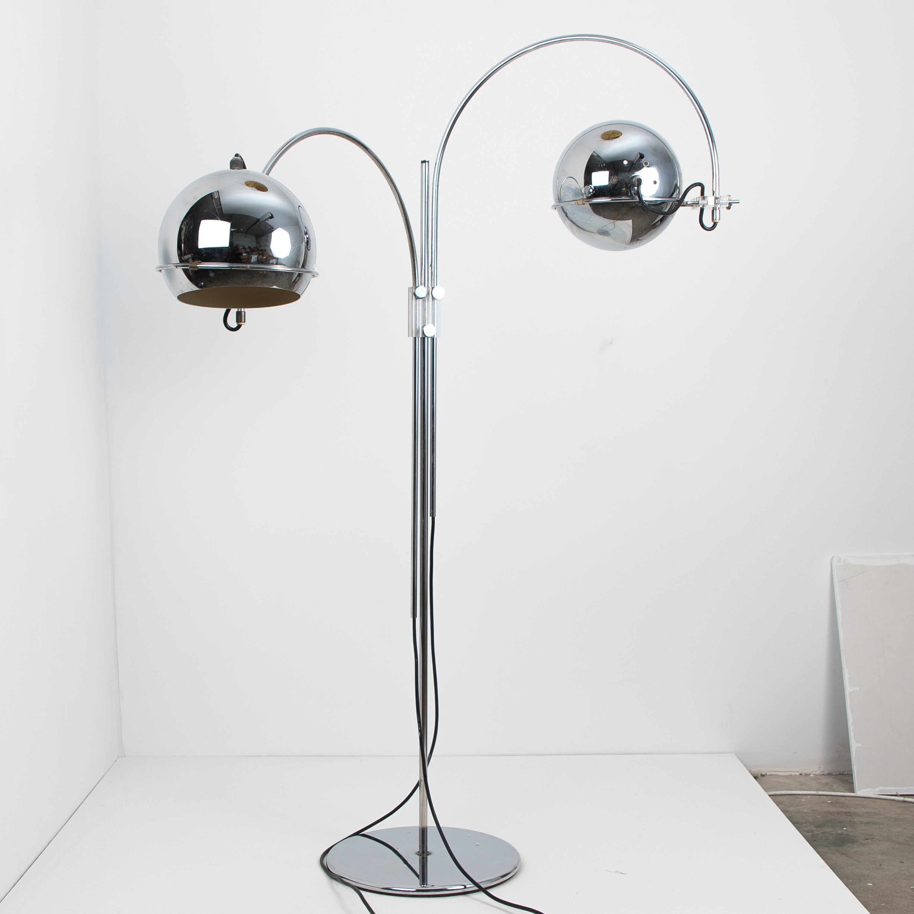 Set of Dutch Chrome Light Fixtures from Gepo, Double Eye-Ball, 1960s 3