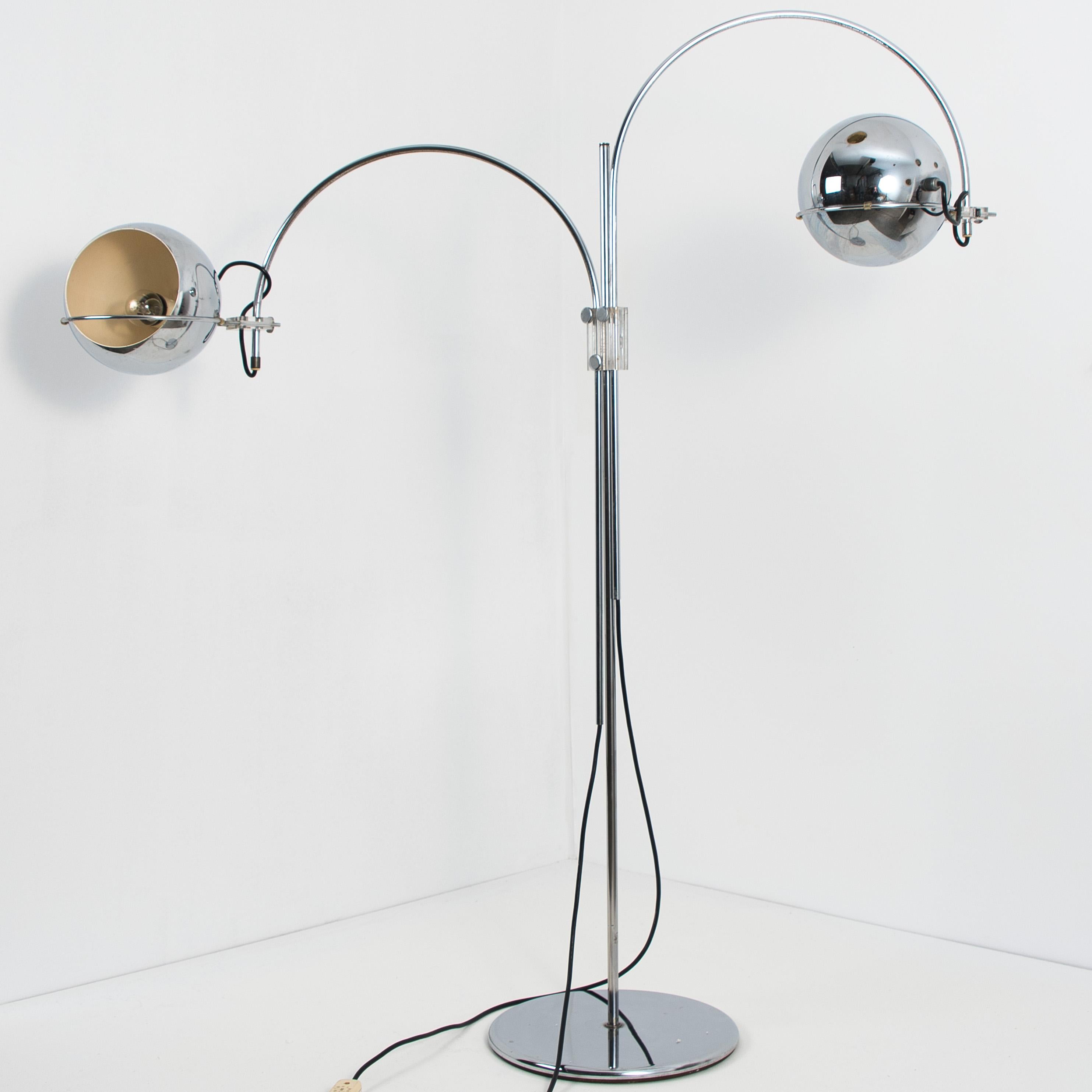 Set of Dutch Chrome Light Fixtures from Gepo, Double Eye-Ball, 1960s 4