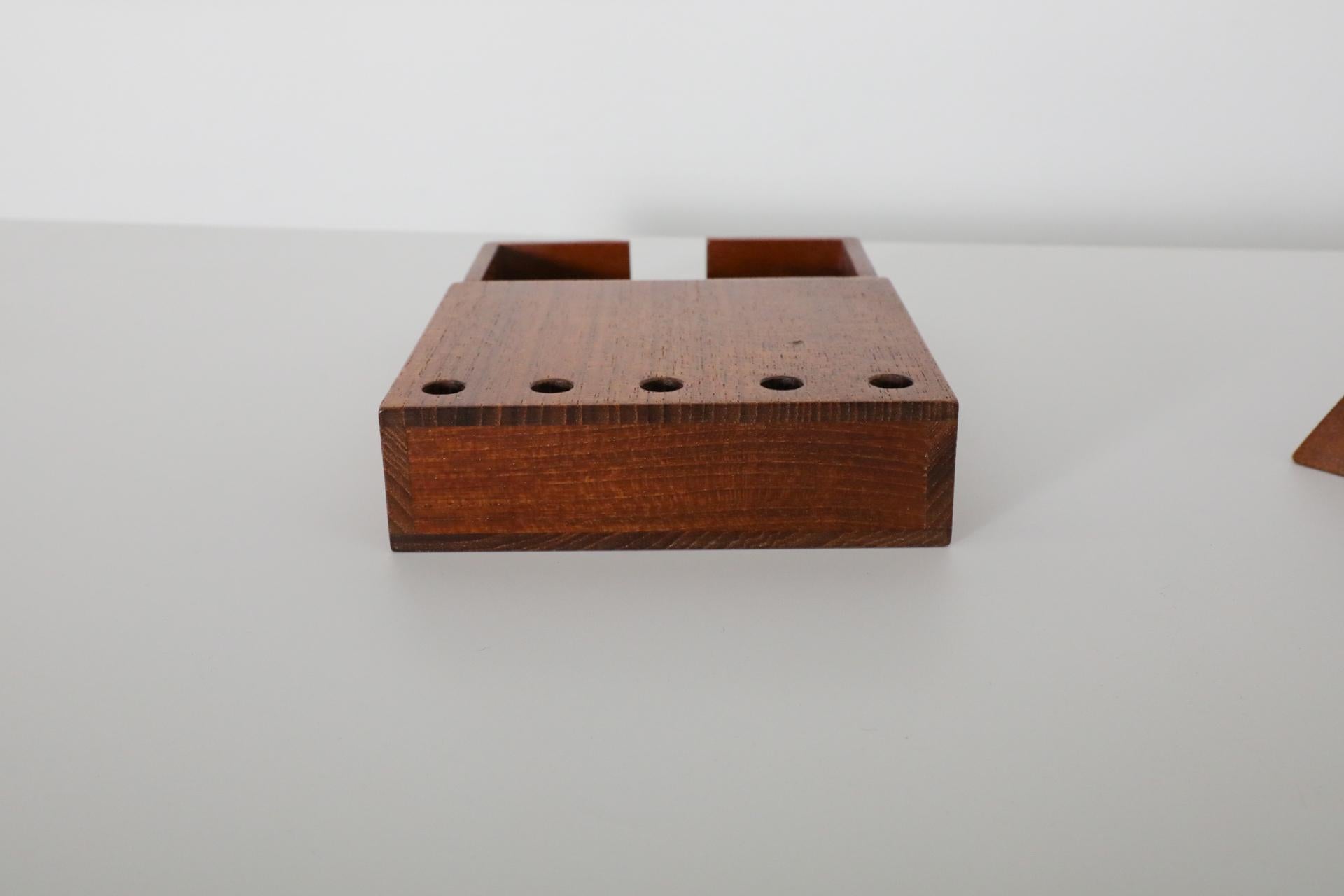 Set of Dutch Mid-Century, Jens Risom Inspired Teak Office Desk Accessories For Sale 8