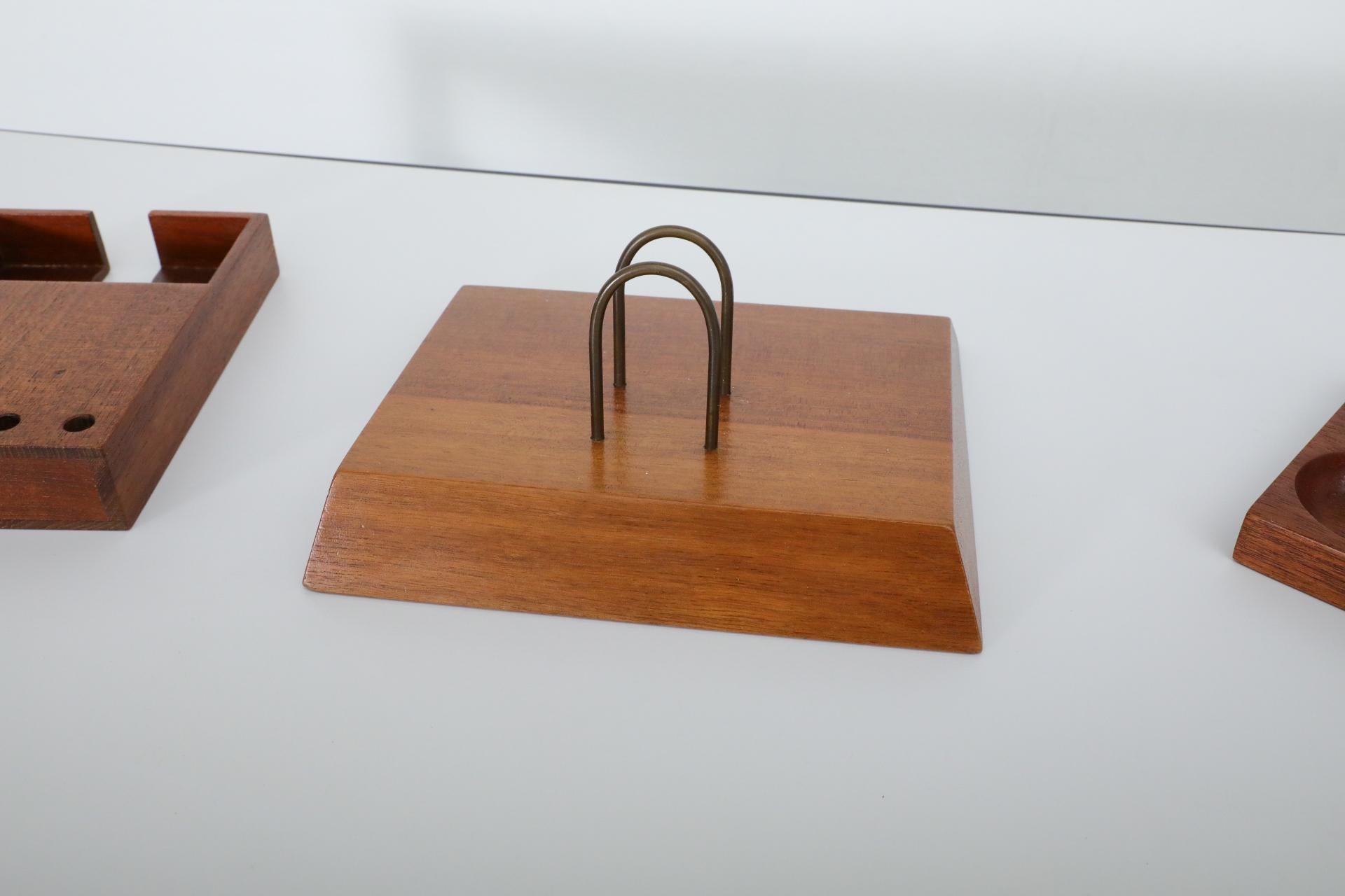 Set of Dutch Mid-Century, Jens Risom Inspired Teak Office Desk Accessories For Sale 10