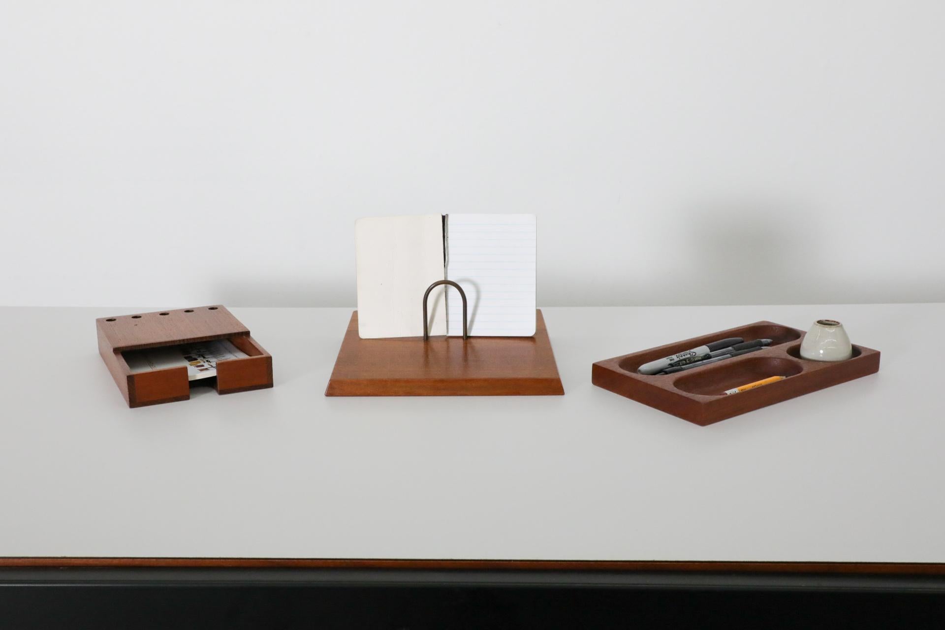 Set of Dutch Mid-Century, Jens Risom Inspired Teak Office Desk Accessories For Sale 13
