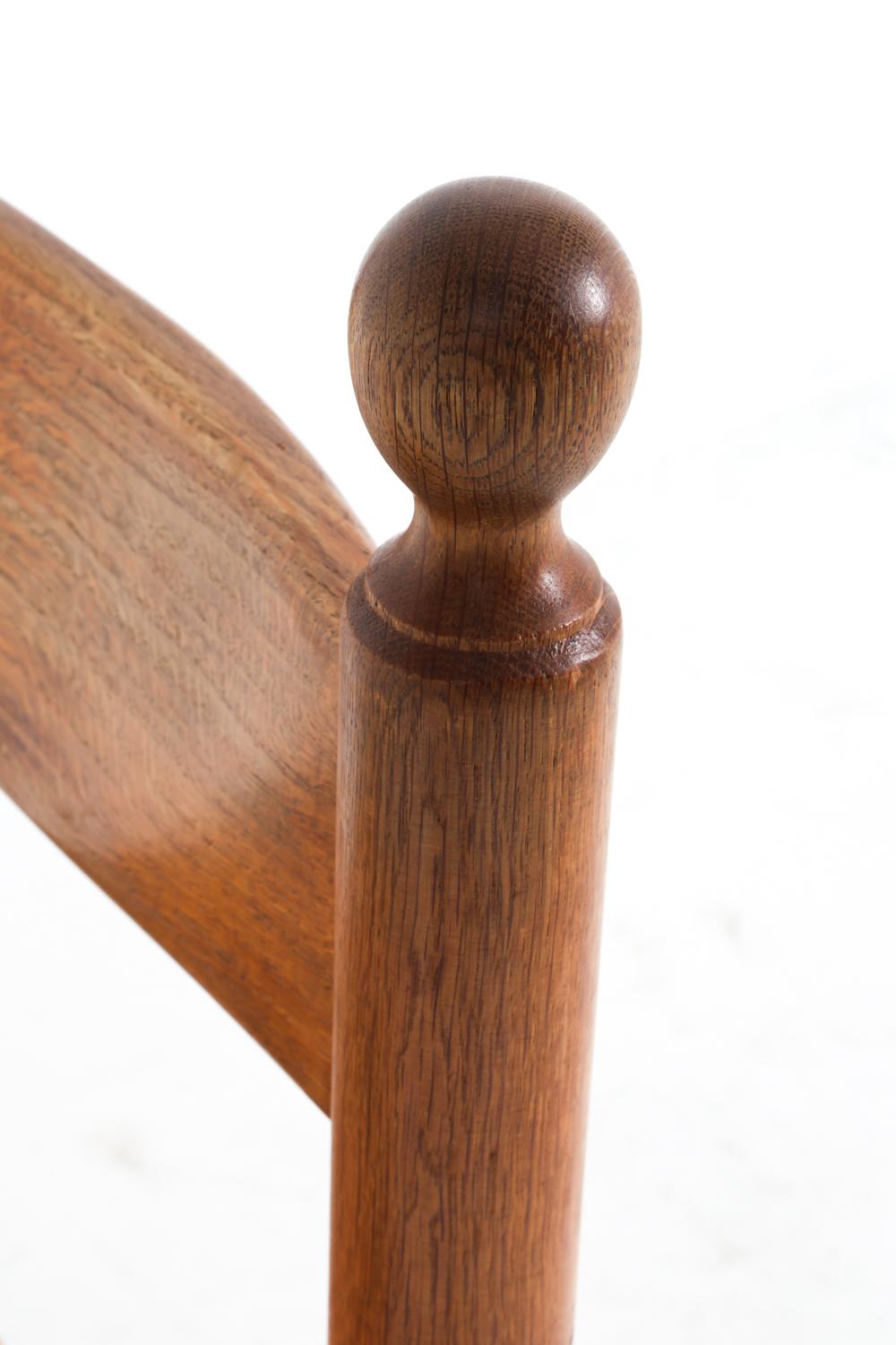 Set di sedie da pranzo brutaliste in Oak Oak e giunco, CIRCA 1960 in vendita 8