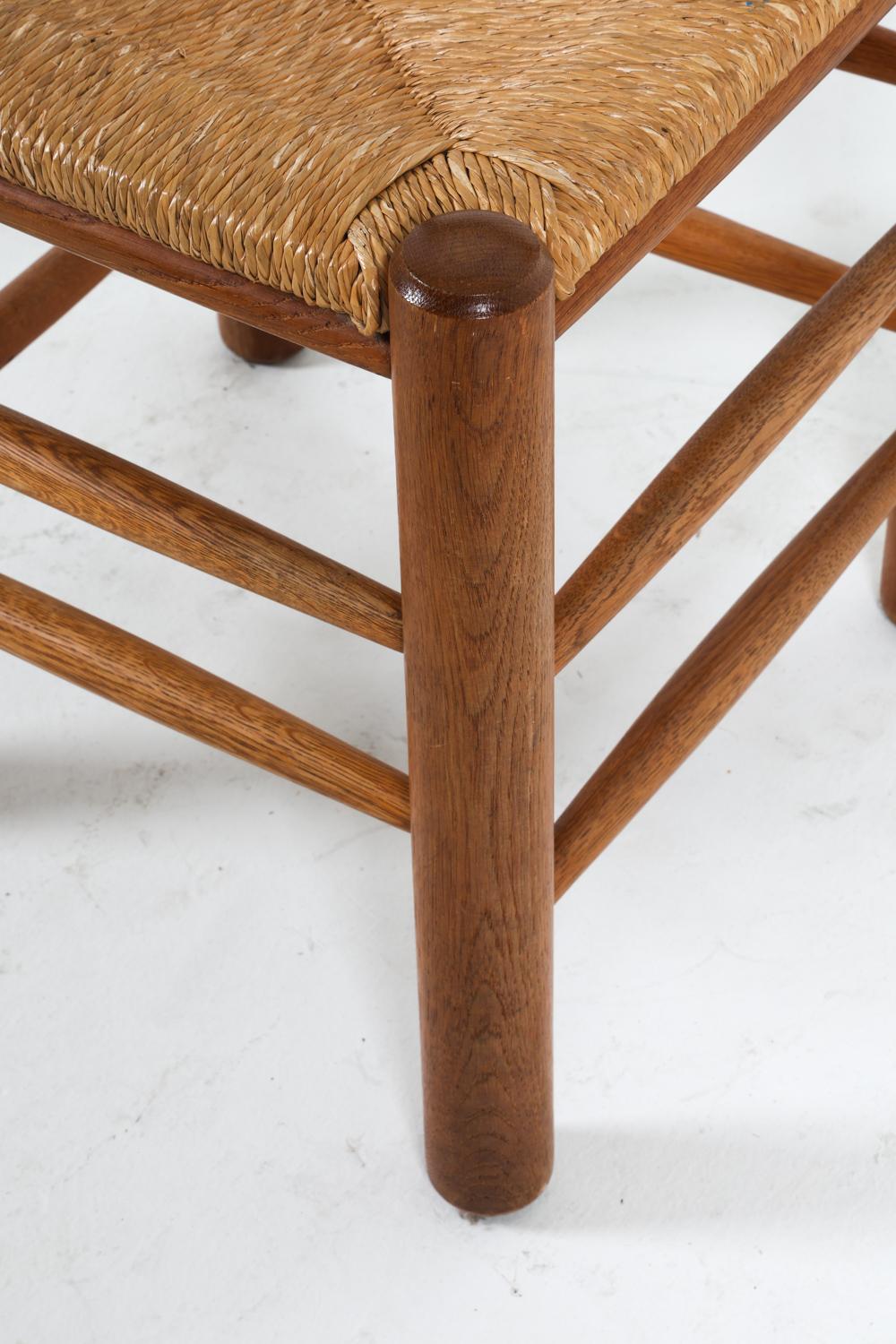 Set di sedie da pranzo brutaliste in Oak Oak e giunco, CIRCA 1960 in vendita 1