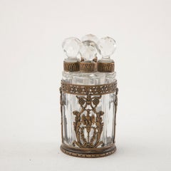 Set of Early 19th Century French Empire Period Crystal Perfume Bottles, Bronze