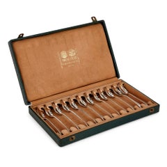 Ensemble de cuillères à thé anciennes en argent du début du 20e siècle par J. Tostrup