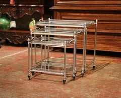 Set of Early 20th Century Silver Plated over Brass Nesting Stacking Tables