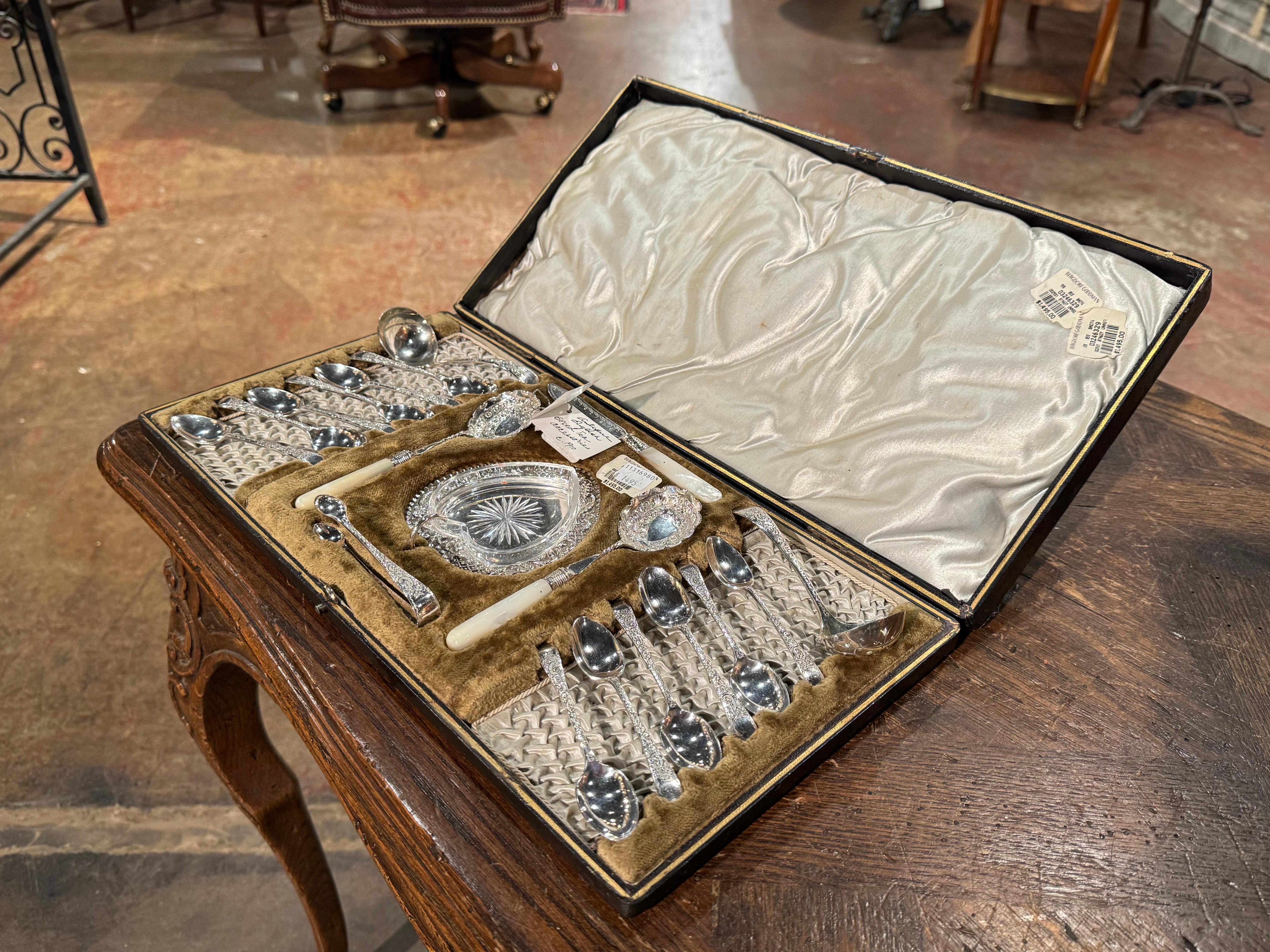 Silver Plate Set of Early 20th Century Silver Tea Accessories with Original Box For Sale