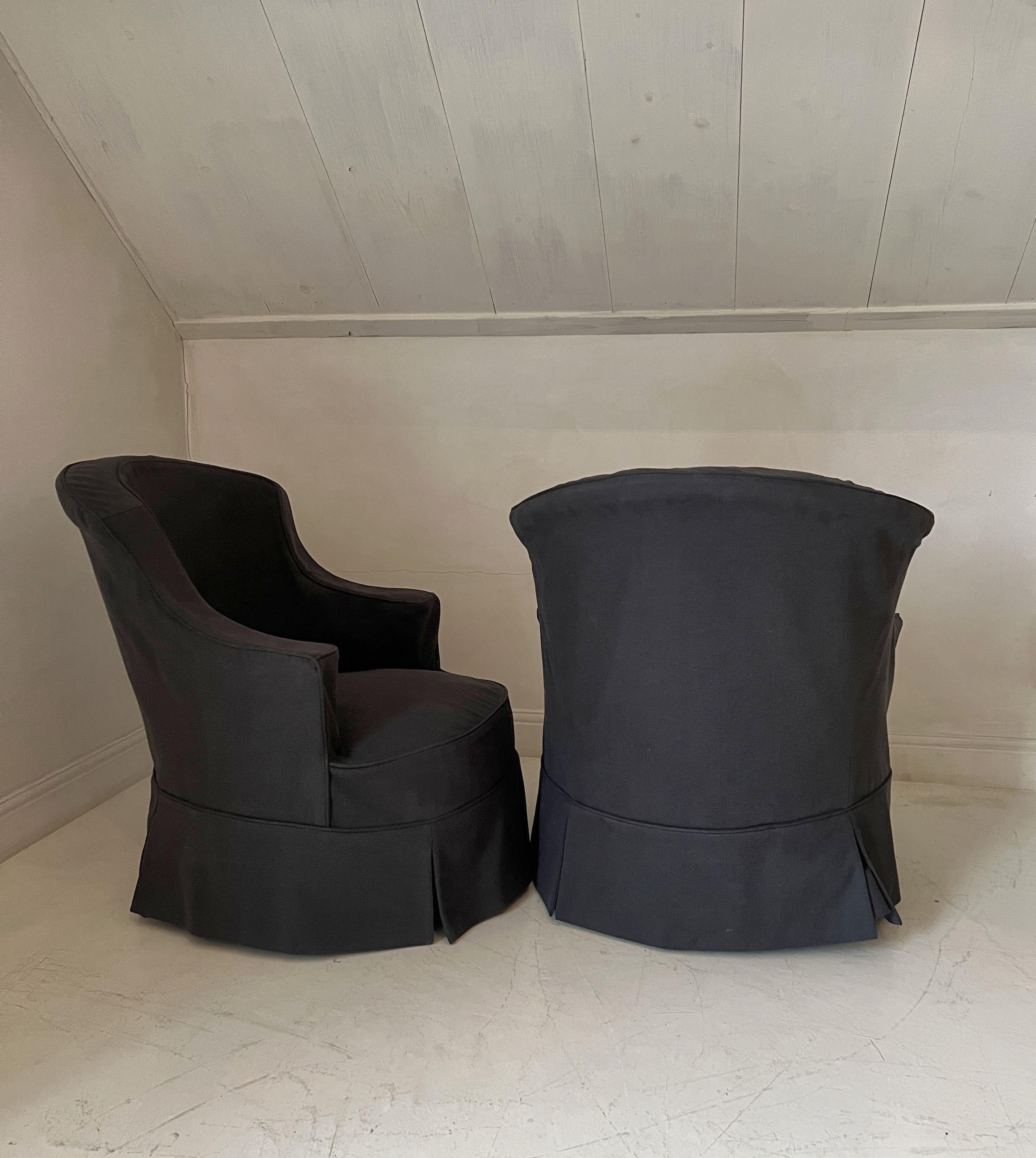 Juego de sillas club con funda de principios del siglo XX Lino en venta