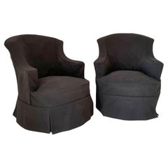 Set of early 20th century slipcover club chairs