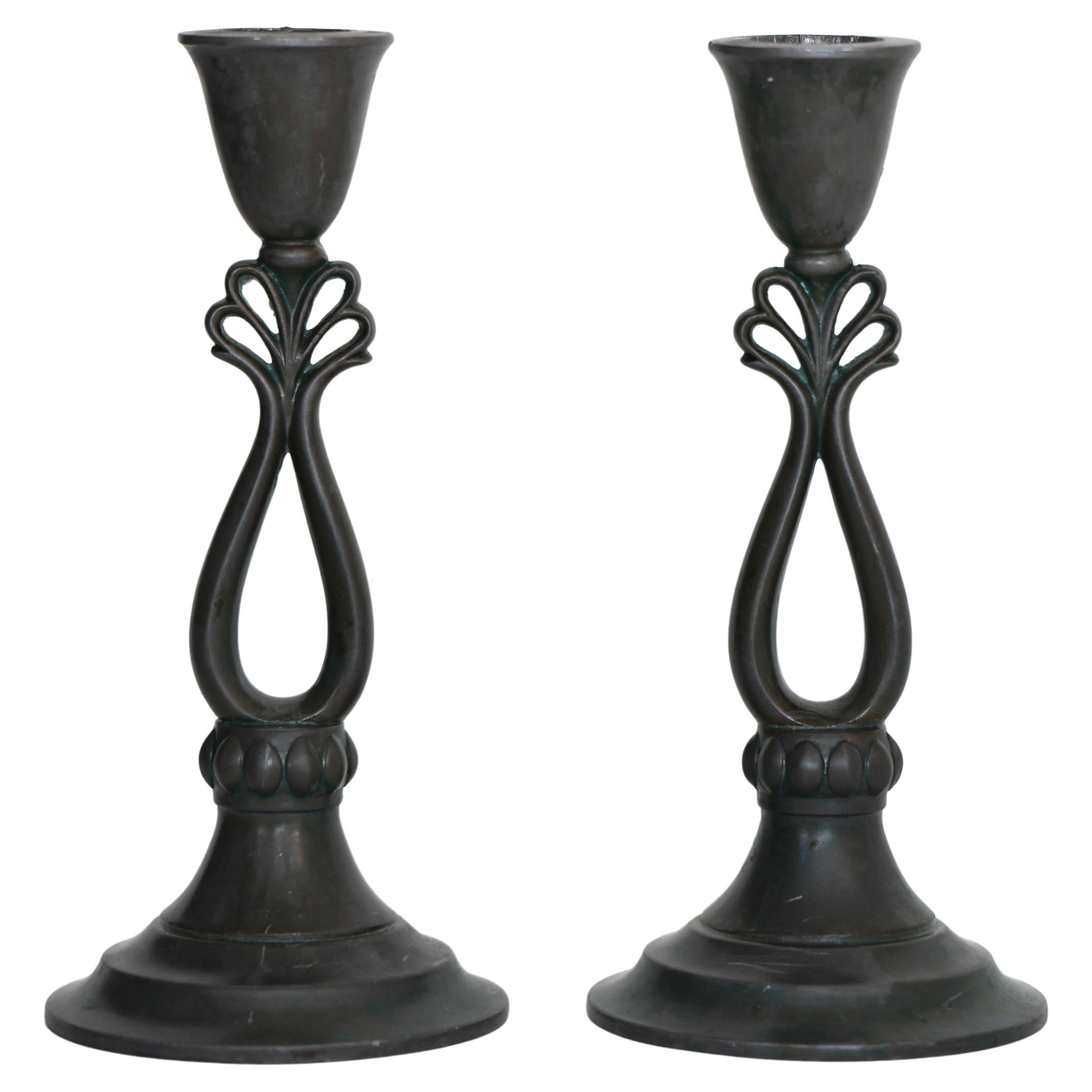 Set of Early Diskometal Candlesticks by Just Andersen, 1920s, Denmark