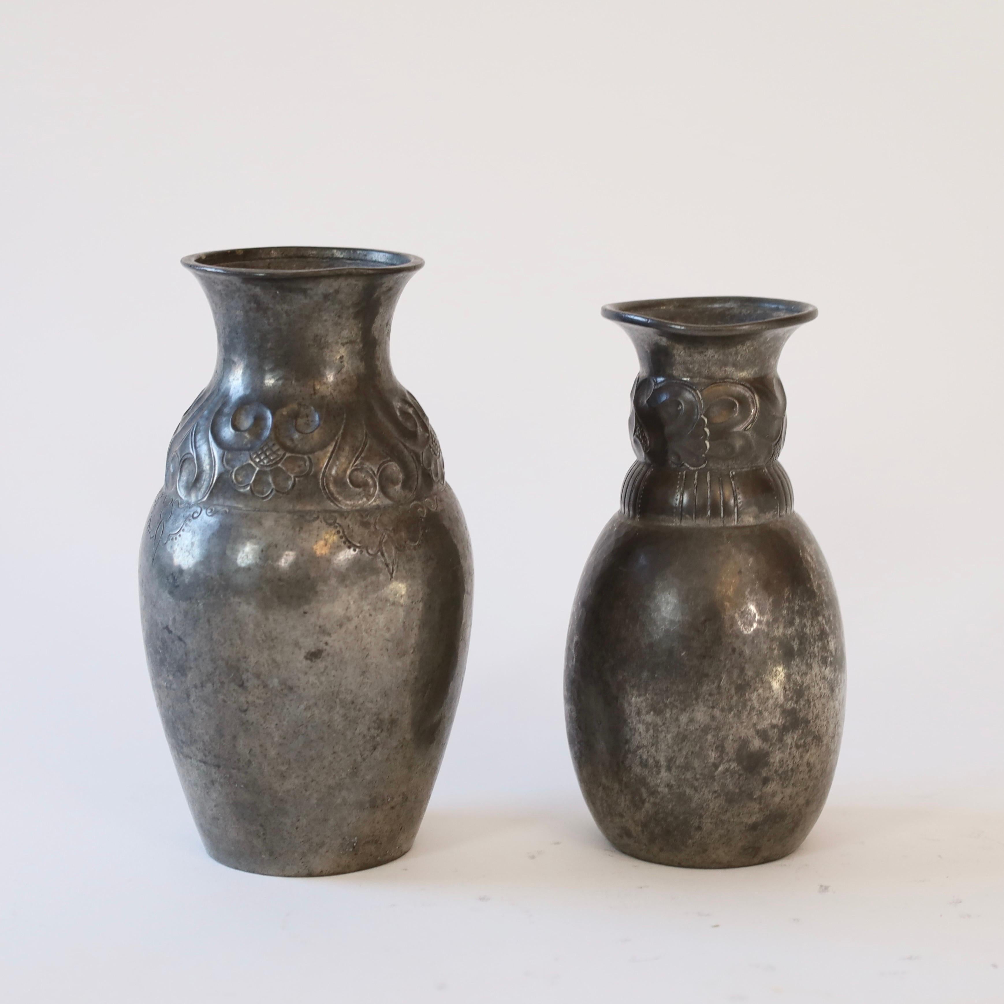 Set of Early Pewter vases by Just Andersen, 1920s, Denmark For Sale 1