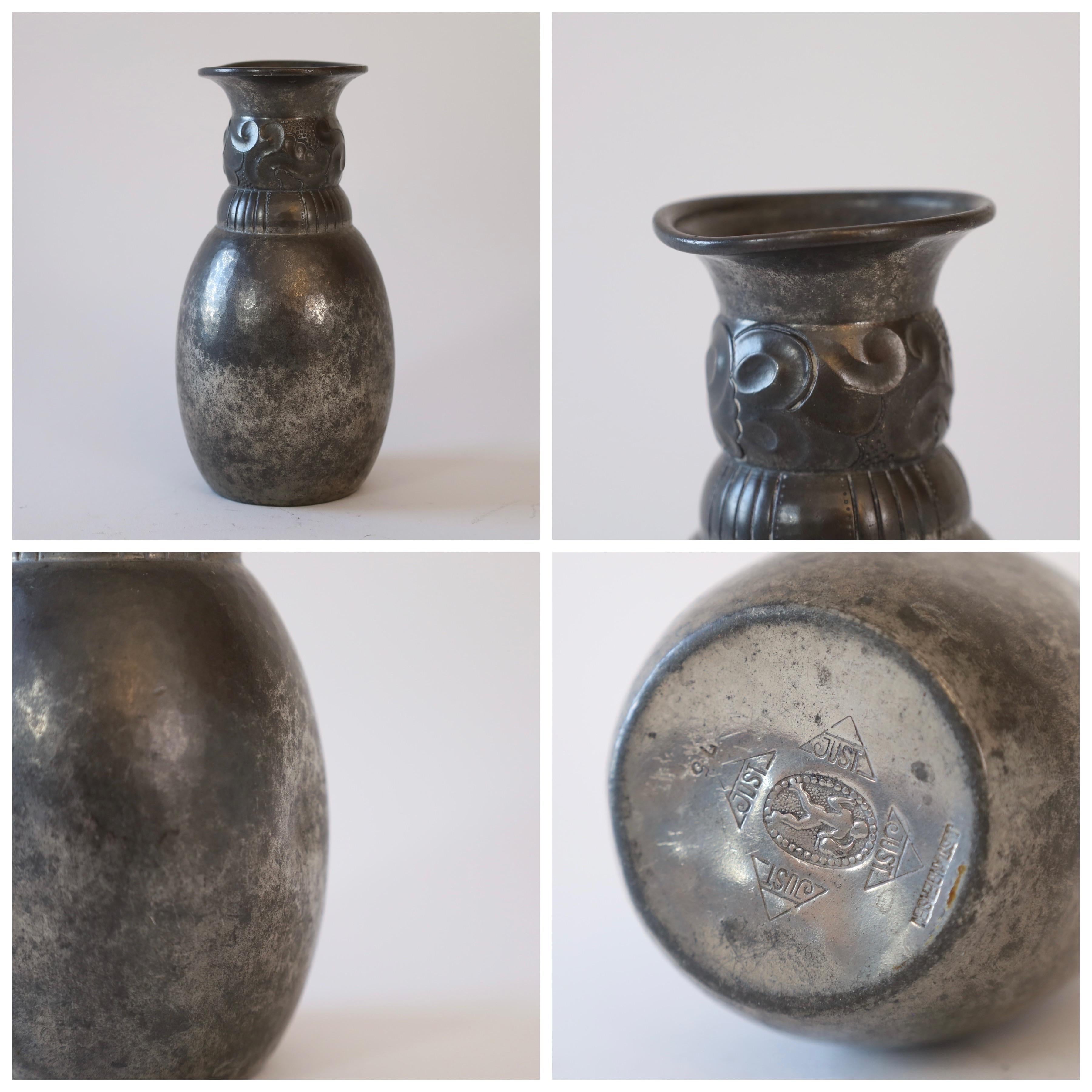 Trio of Early Pewter vases by Just Andersen, 1920s, Denmark For Sale 3