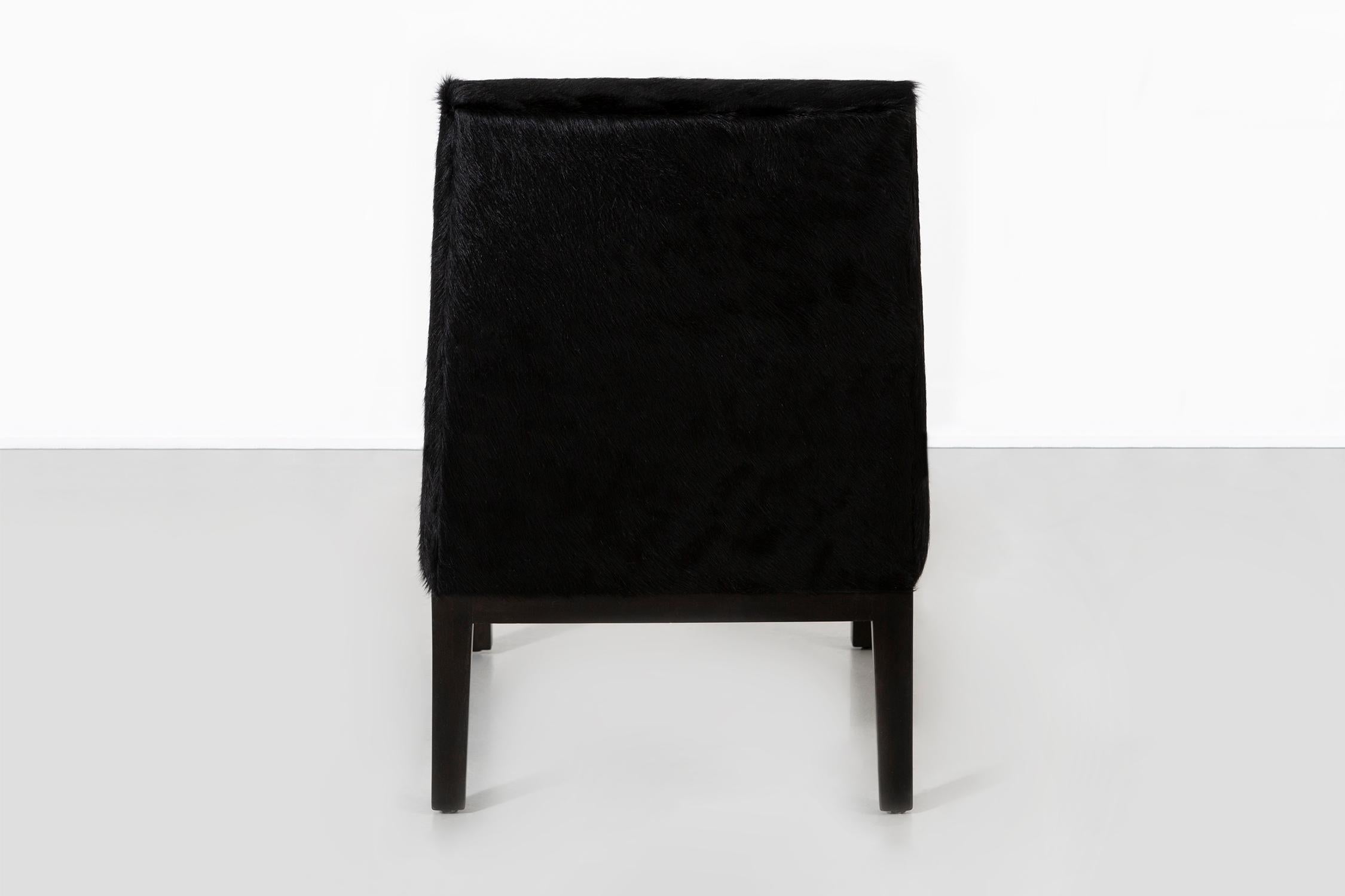 Set of Ebonized Edward Wormley for Dunbar Slipper Chairs in Brazilian Cowhide  For Sale 2