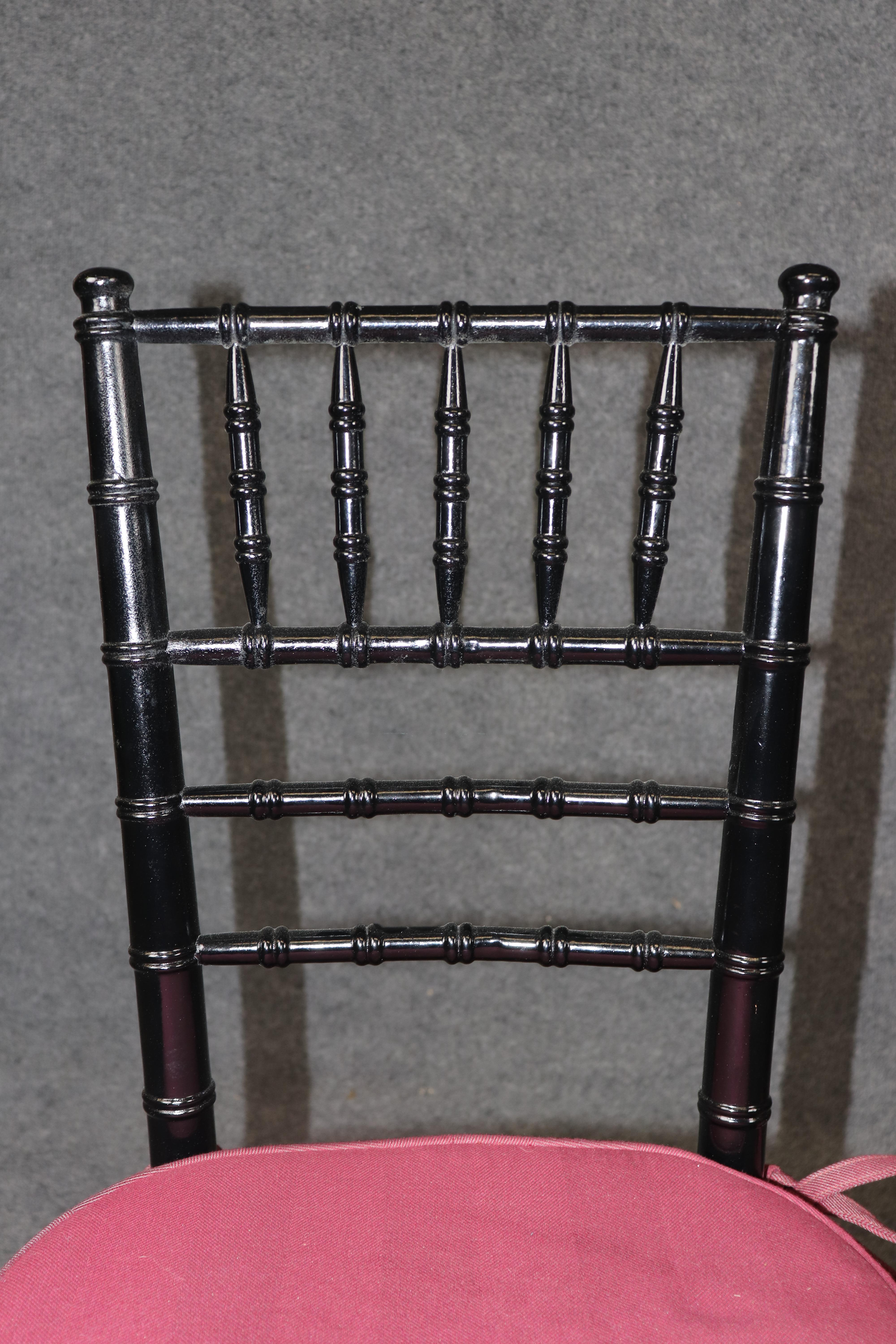 Set di 8 sedie da pranzo in finto bambù ebanizzato francese in vendita 3