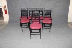 Set of Ebonized Set of 8 French Faux Bamboo Ebonized Dining Chairs