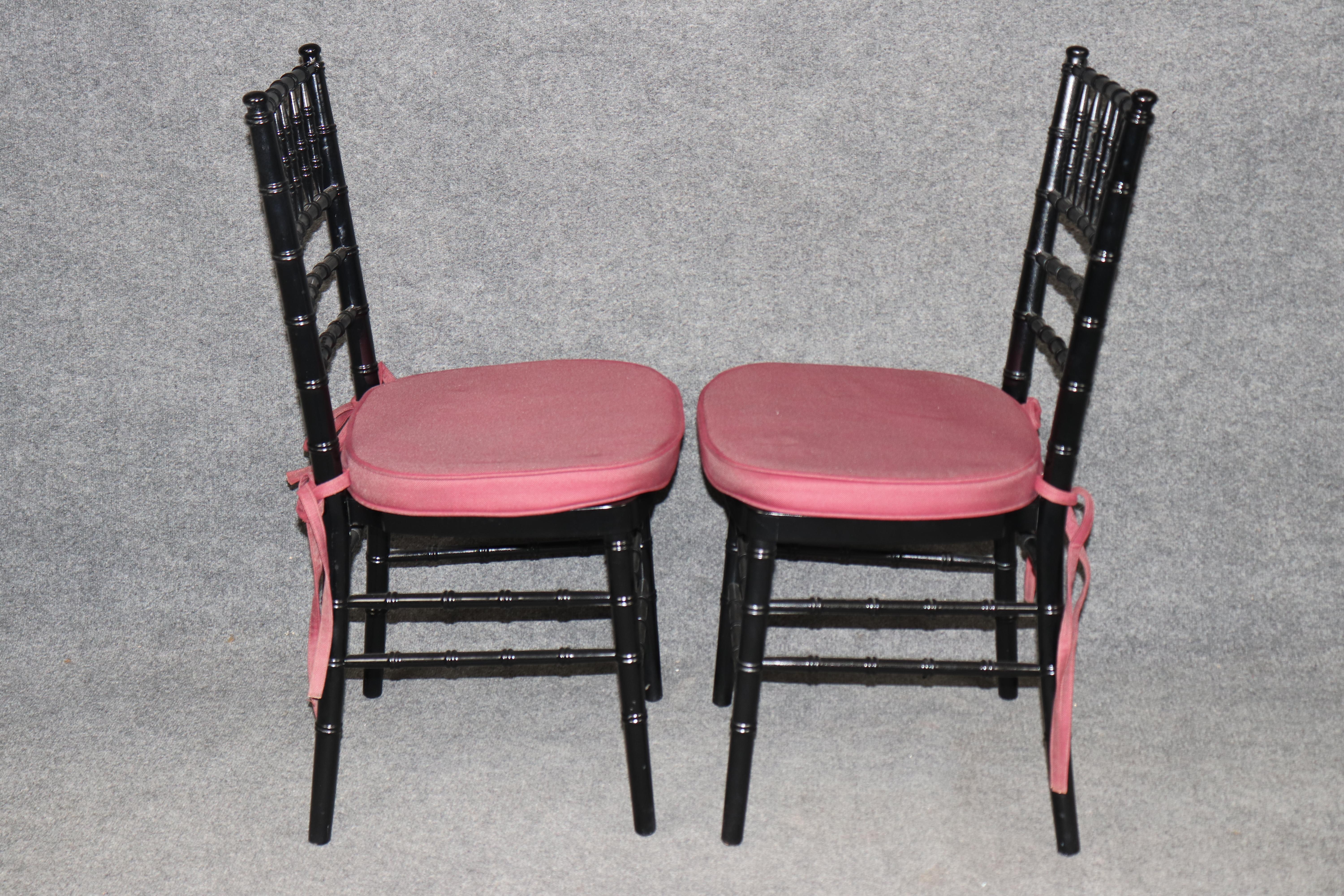 Francese Set di 8 sedie da pranzo in finto bambù ebanizzato francese in vendita