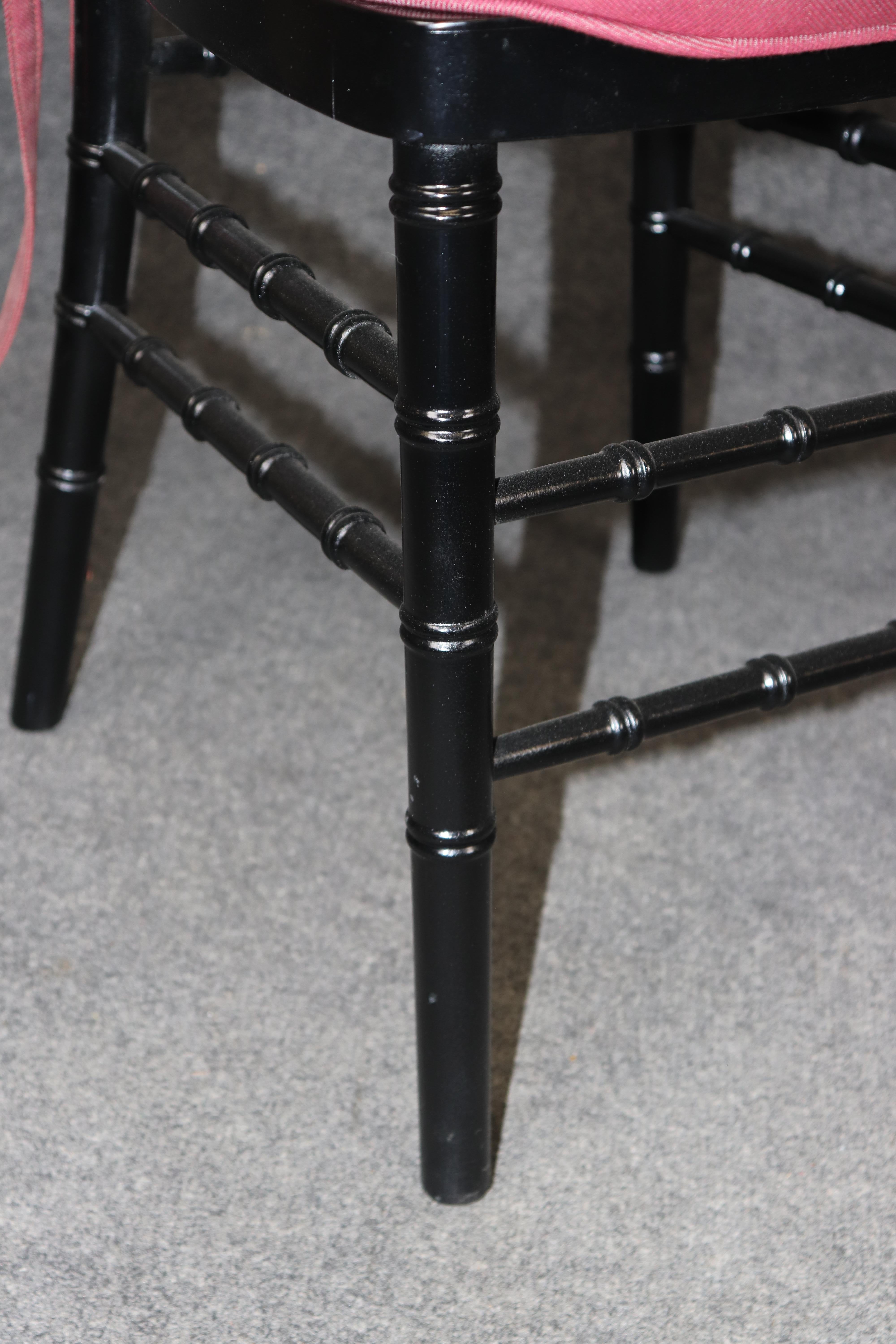 Set di 8 sedie da pranzo in finto bambù ebanizzato francese in vendita 1