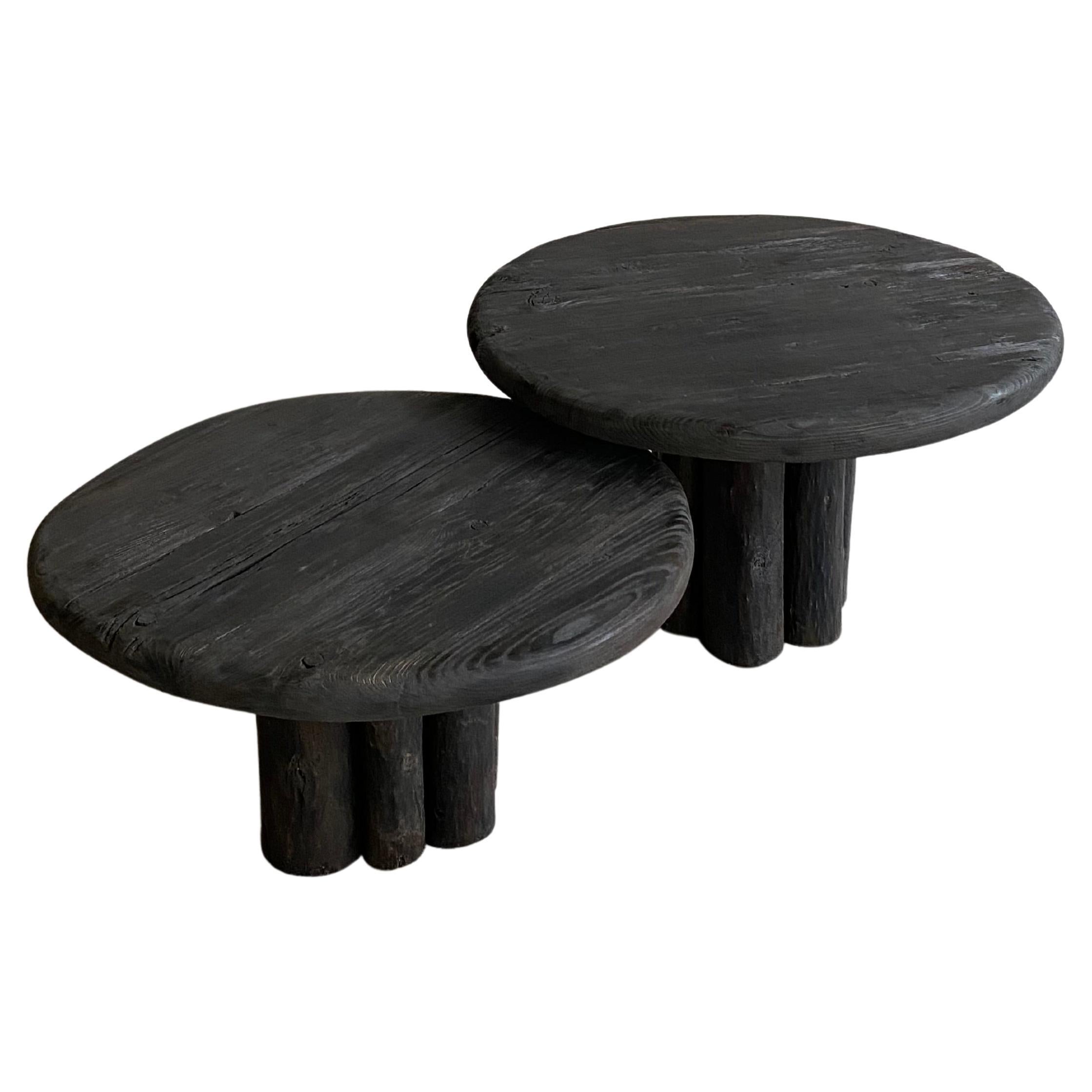 Elephant Foot Set of Two Side Table in Solid Wood at 1stDibs