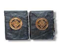 Set of Edo Period Samurai Armor Box Covers (Yoroi Bitsu Covers) with Gold Family