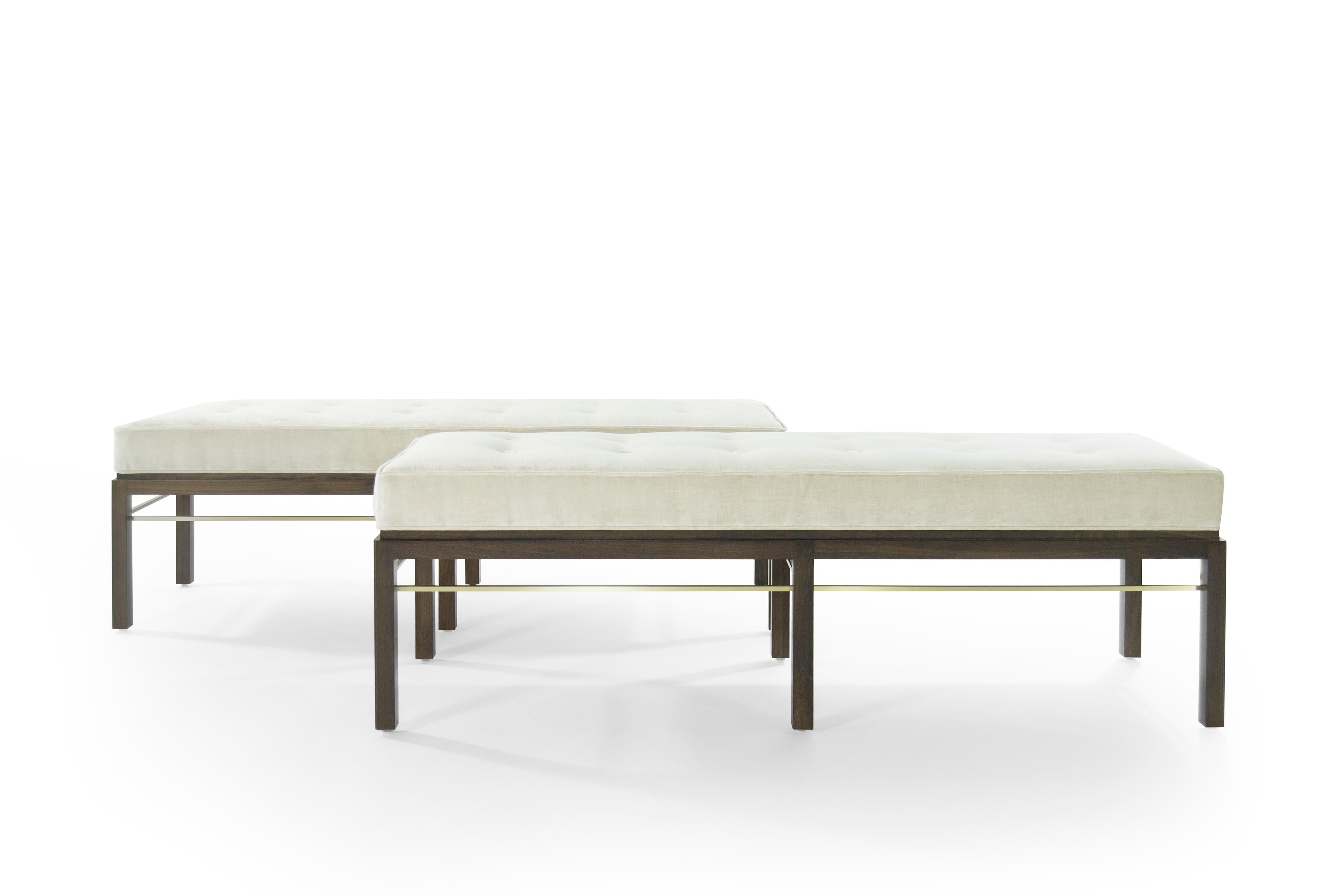 Mid-Century Modern Set of Edward Wormley for Dunbar Brass Stretcher Benches, 1950s