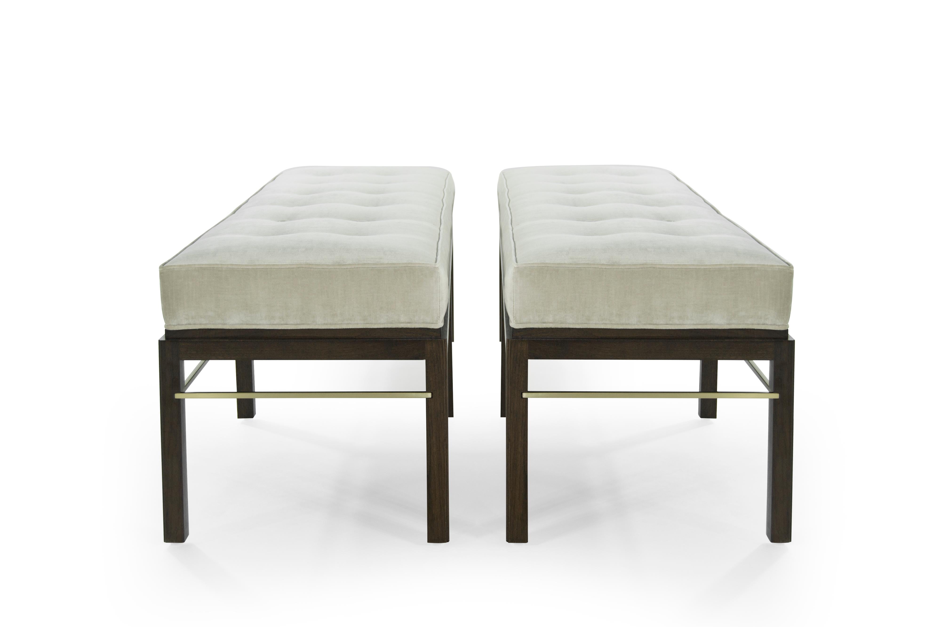 American Set of Edward Wormley for Dunbar Brass Stretcher Benches, 1950s