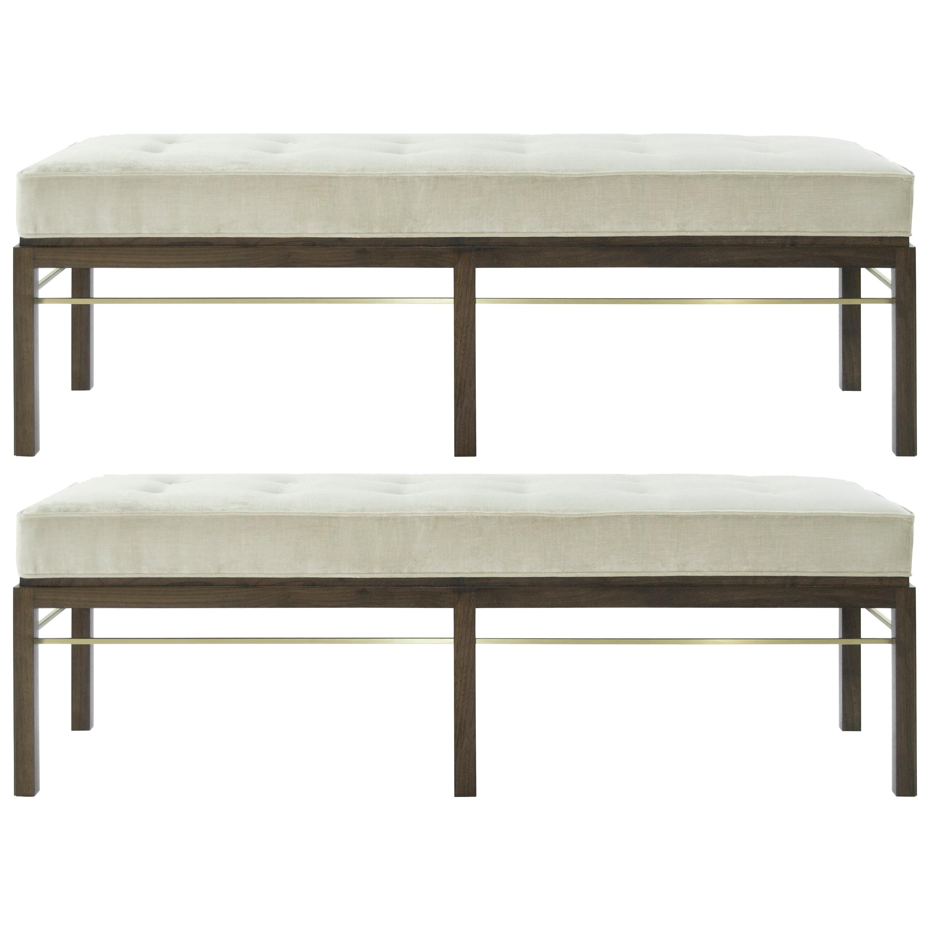 Set of Edward Wormley for Dunbar Brass Stretcher Benches, 1950s