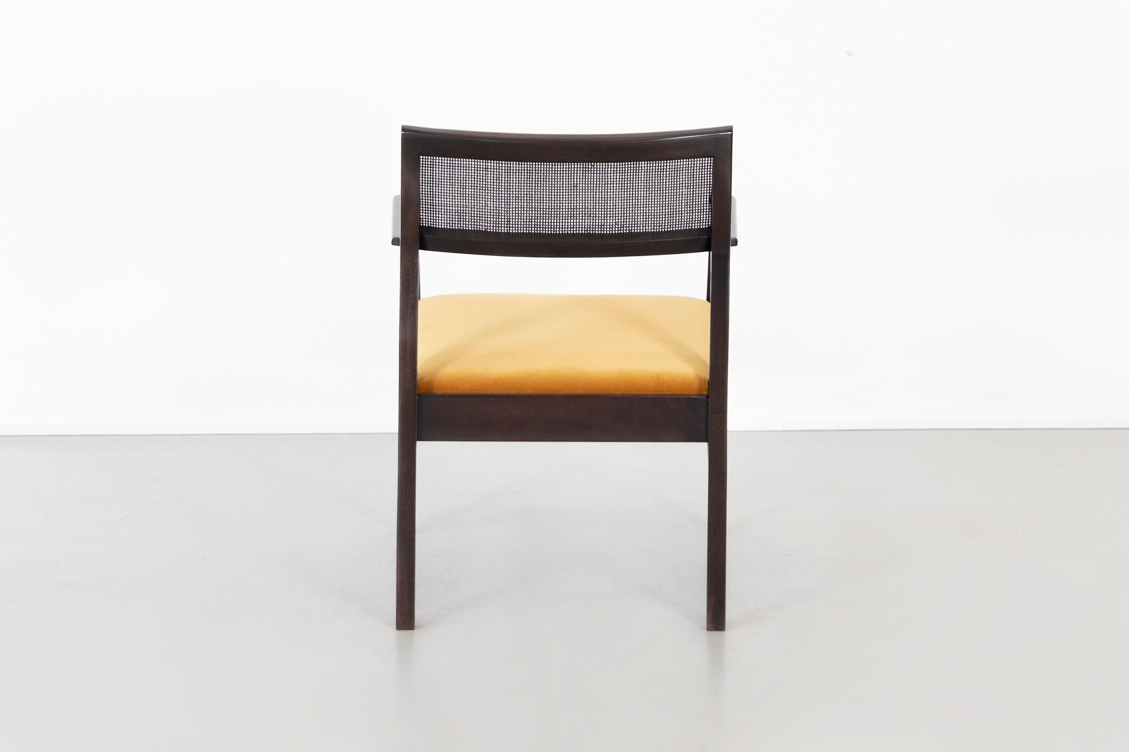 Velvet Set of Edward Wormley for Dunbar Mid-Century Modern Dining Chairs Fully Restored
