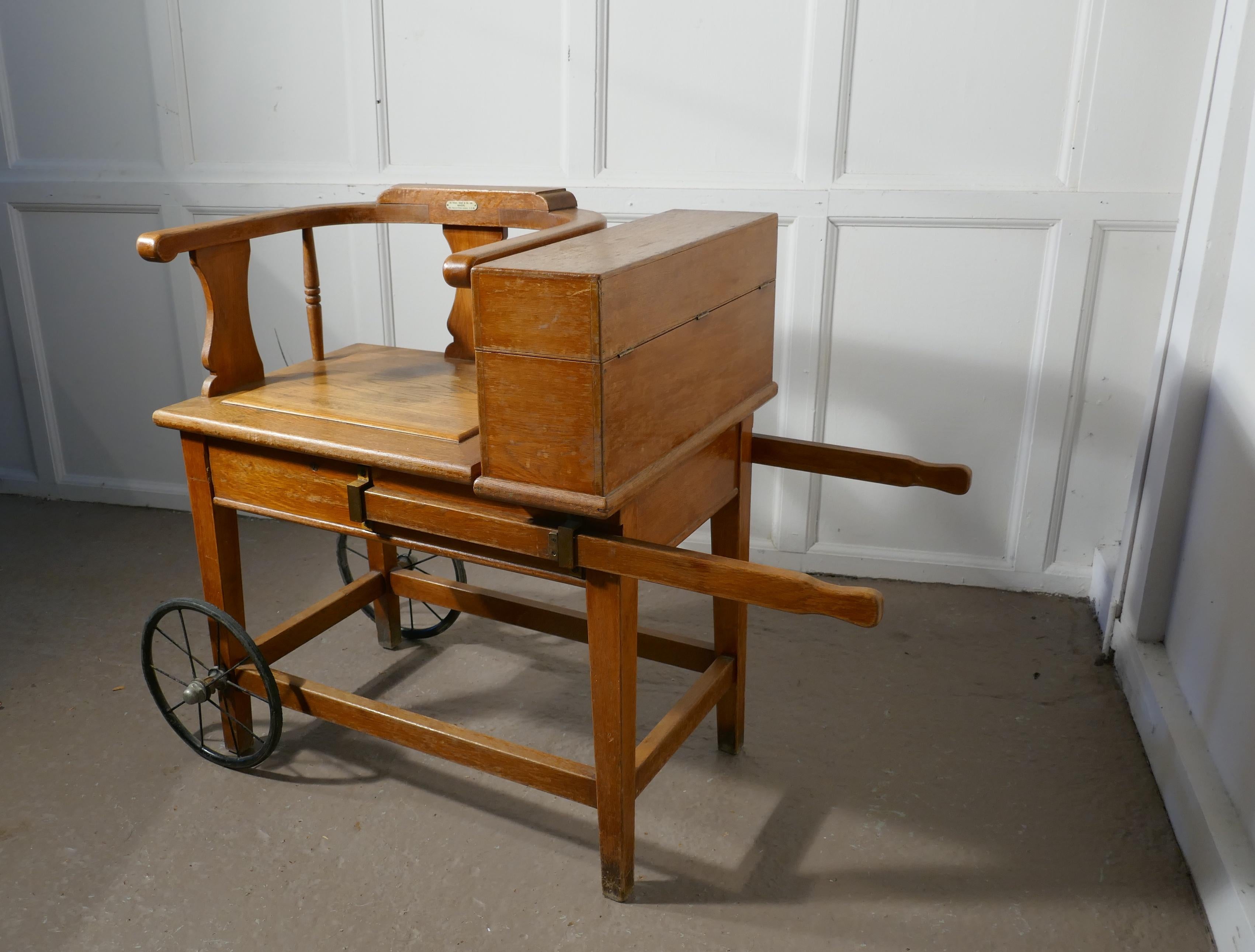 A set of Edwardian Golden Oak Jockey Scales by De Grave, Short & Co Ltd, London

This is a great and interesting piece, the scale is a mobile device it has retractable handles and large wheels, a set like this would have been used at local and