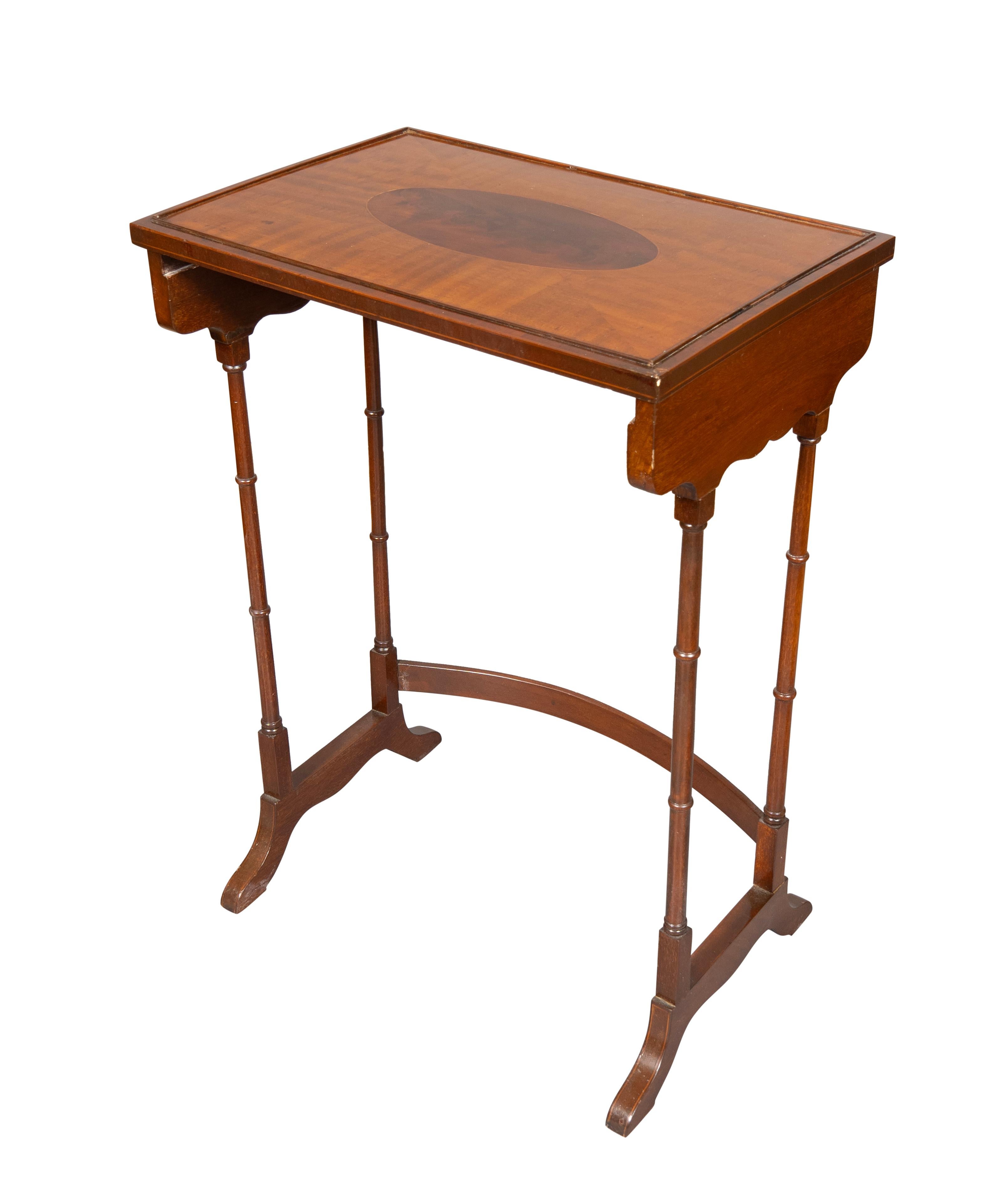 Set Of Edwardian Satinwood And Mahogany Quartetto Tables For Sale 4