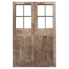 Set of Edwardian Stripped Oak Double Doors for Glazing