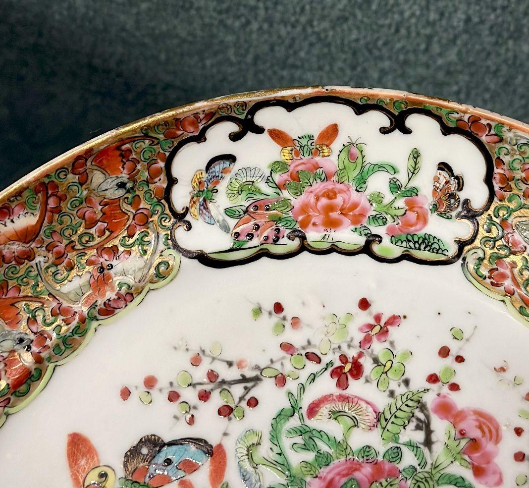 Chinois Ensemble de huit assiettes canton roses d'exportation chinoise du 18/19e siècle en vente