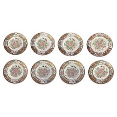 Set of Eight 18/19th Century Chinese Export Rose Canton Plates