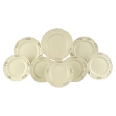 Set of Eight 18th Century English Creamware Plates, Pierced Border, C. 1785