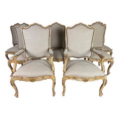 Set of Eight 18th-Century Style French Louis XV Carved
Giltwood Dining Chairs