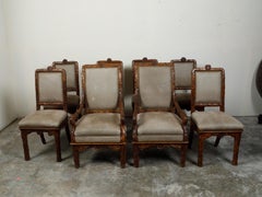 Set of Eight 1920s Black Forest Dining Room Chairs with Hand-Carved Floral Décor