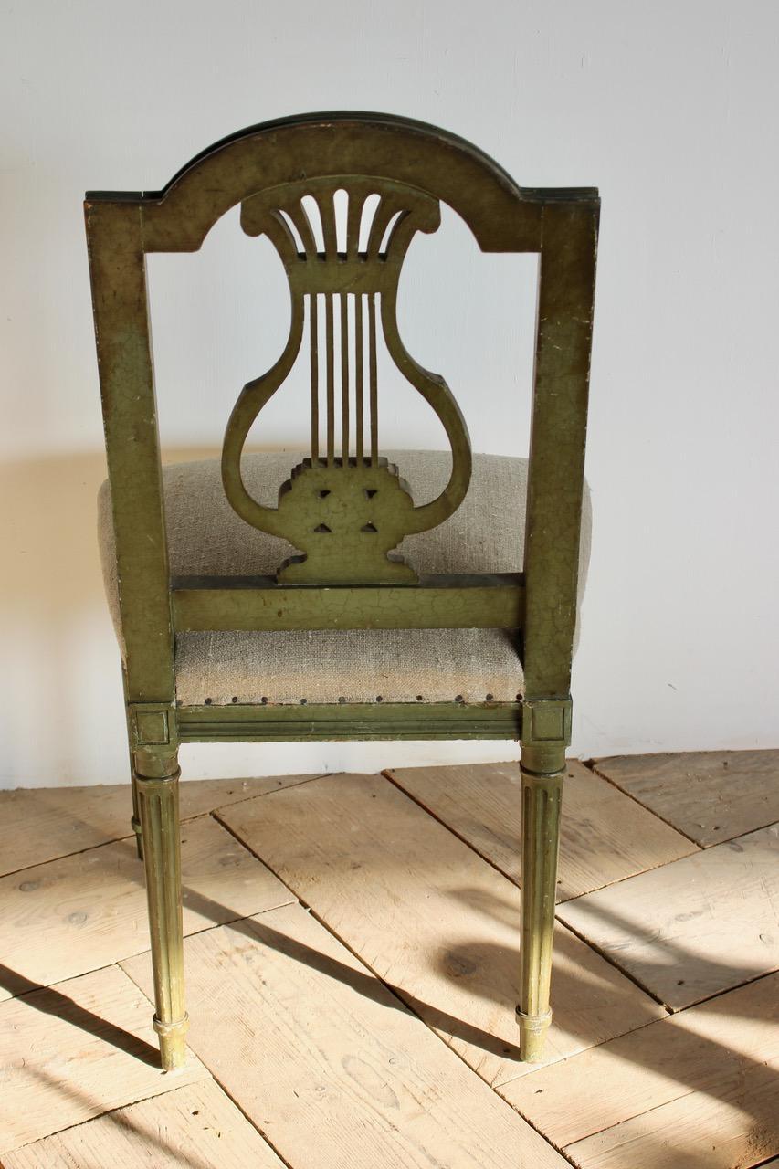 Set of Eight 1920s French Painted Dining Chairs For Sale 3