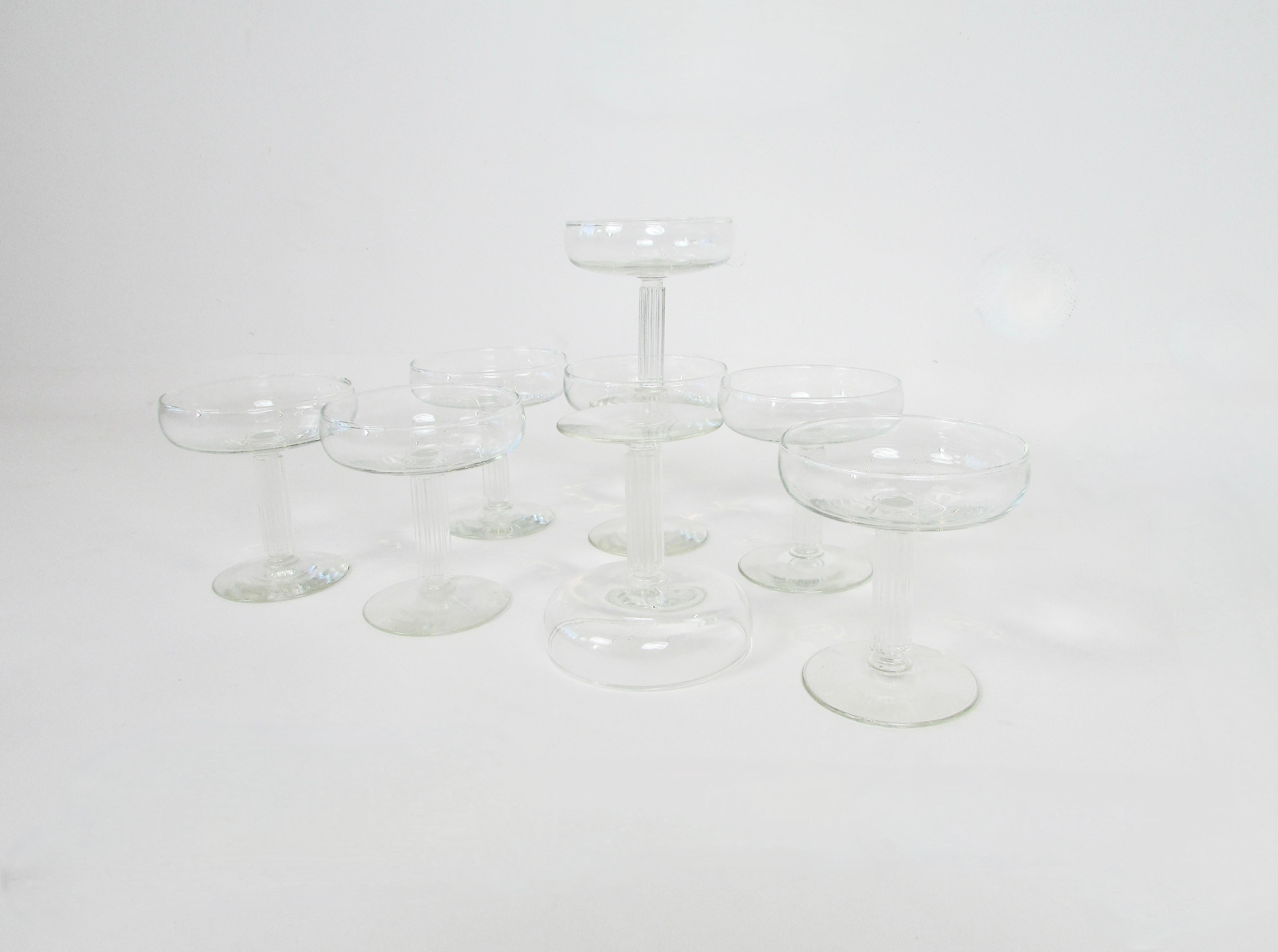 Machine Age Set of Eight 1930s Walter Dorwin Teague Embassy Pattern Champagne Coupes For Sale
