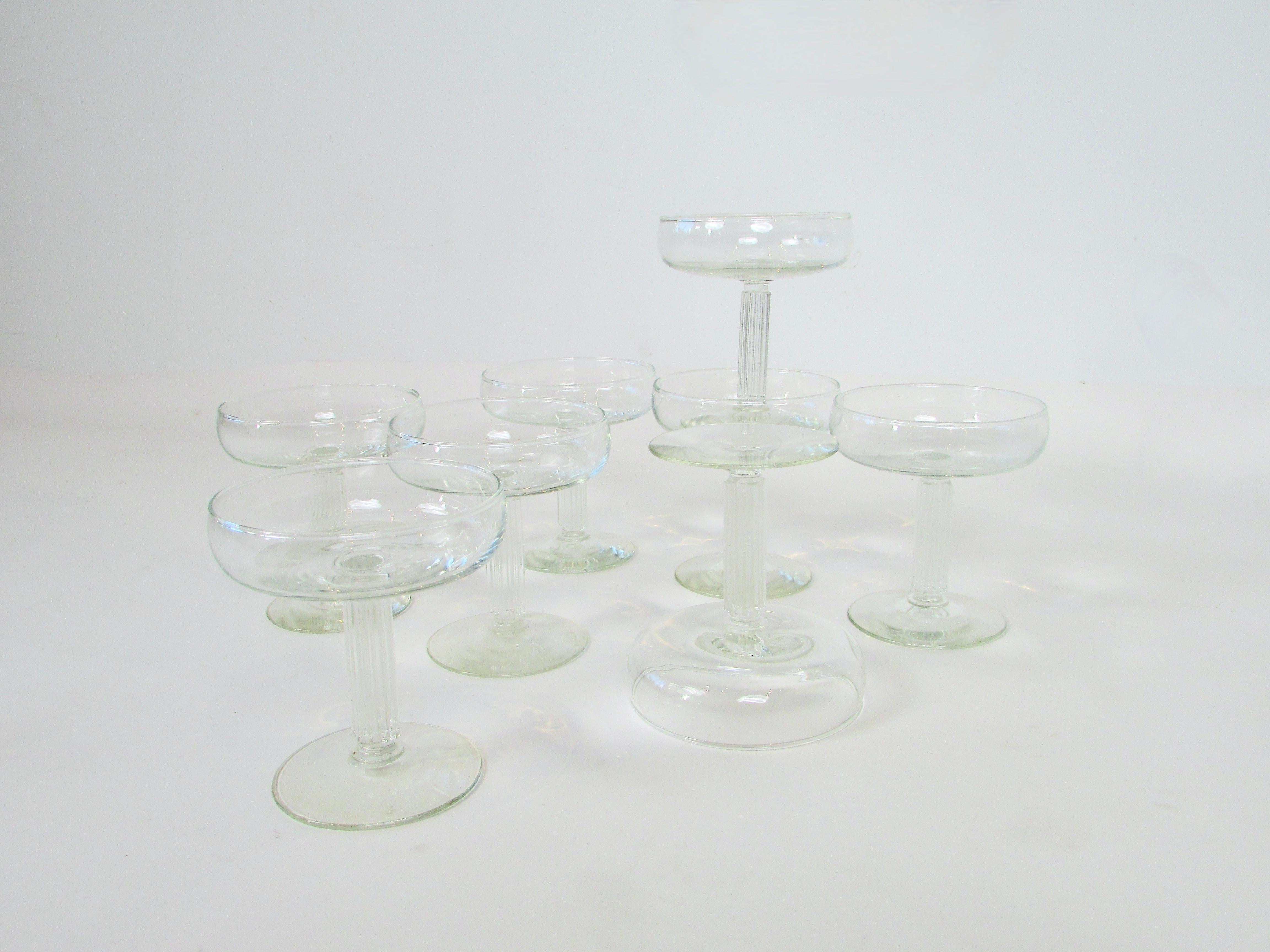 Set of Eight 1930s Walter Dorwin Teague Embassy Pattern Champagne Coupes In Good Condition For Sale In Ferndale, MI