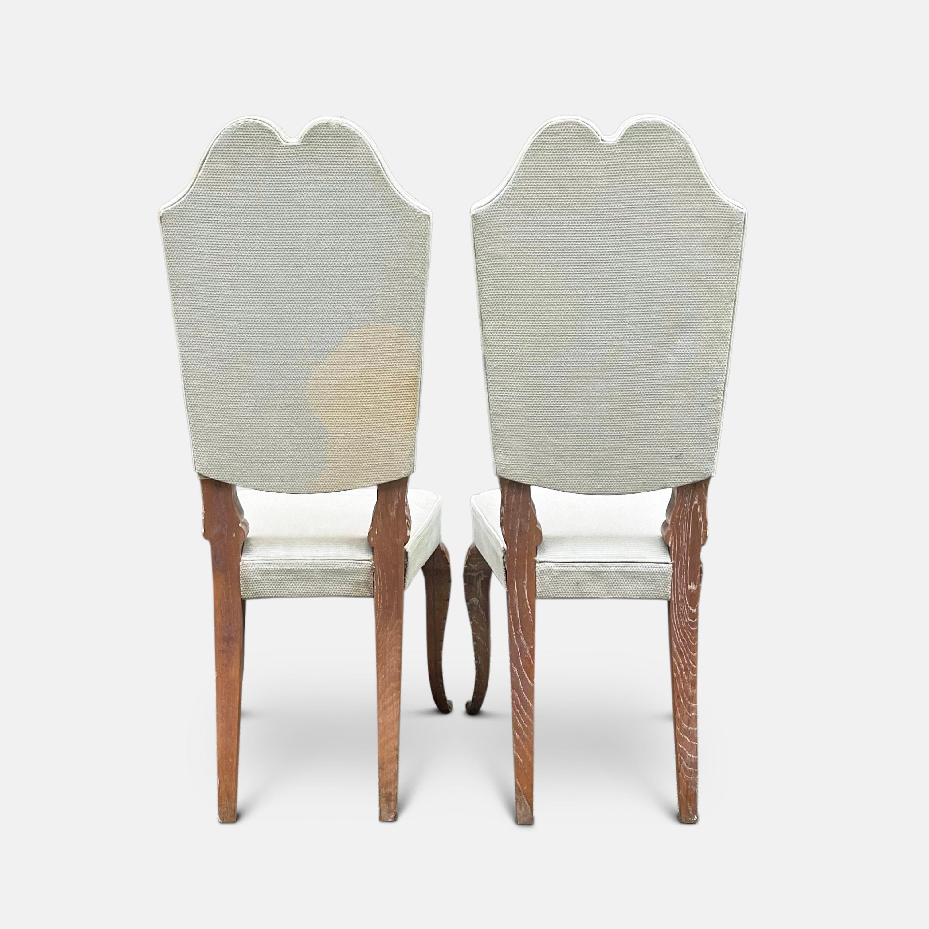 Limed Set of Eight 1940s French Dining Chairs by Maison Jansen For Sale