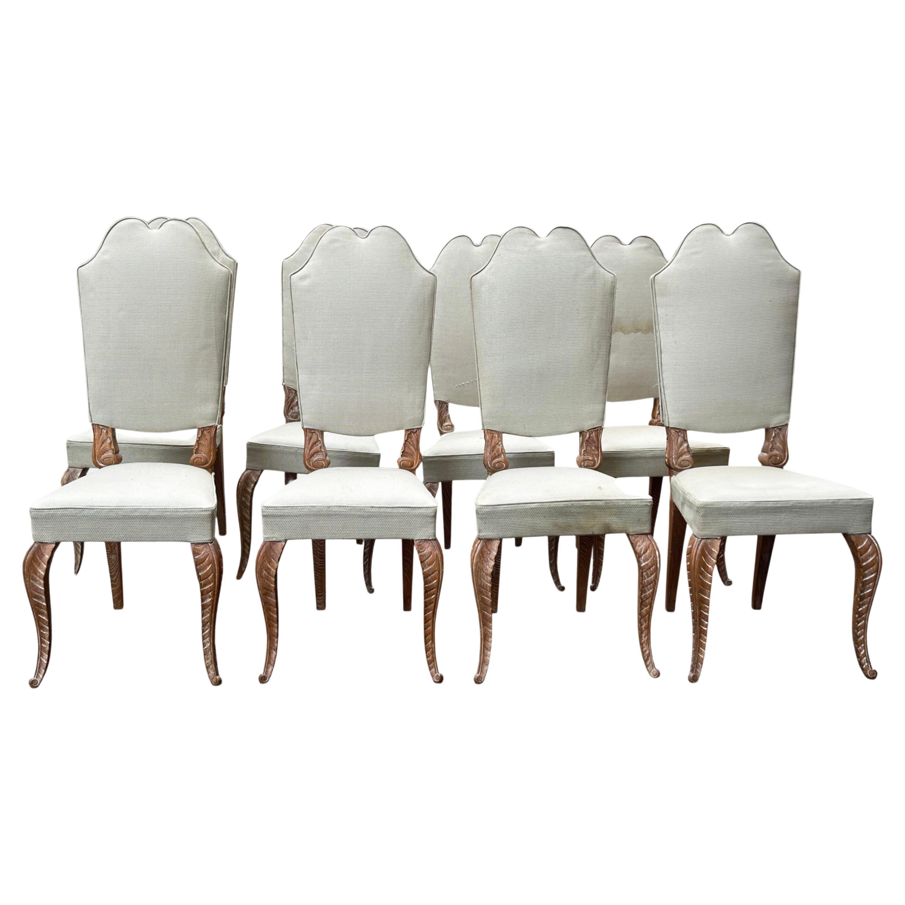Set of Eight 1940s French Dining Chairs by Maison Jansen