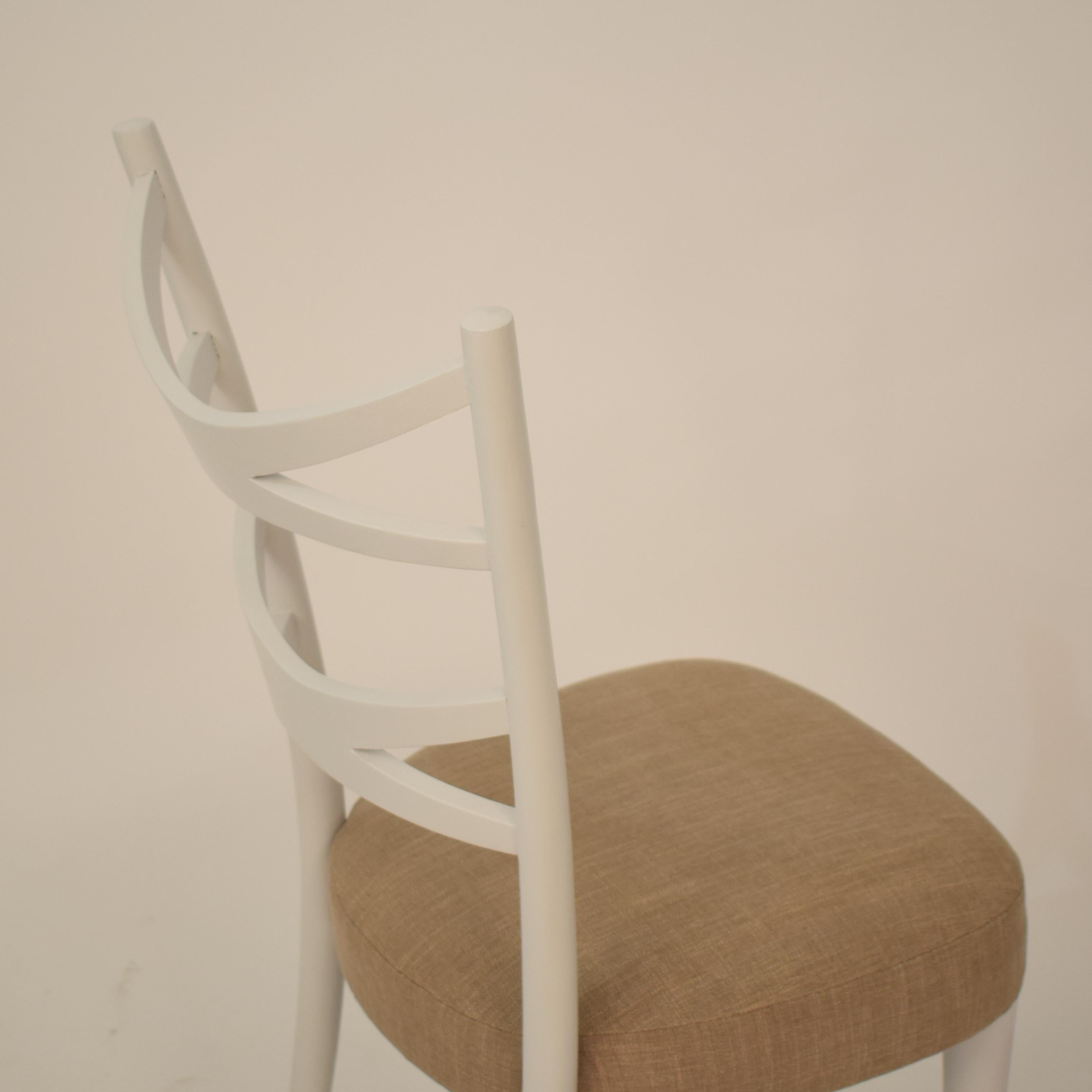 Set of Eight Mid Century 1940s White Italian Dining Chairs Style Osvaldo Borsani 6