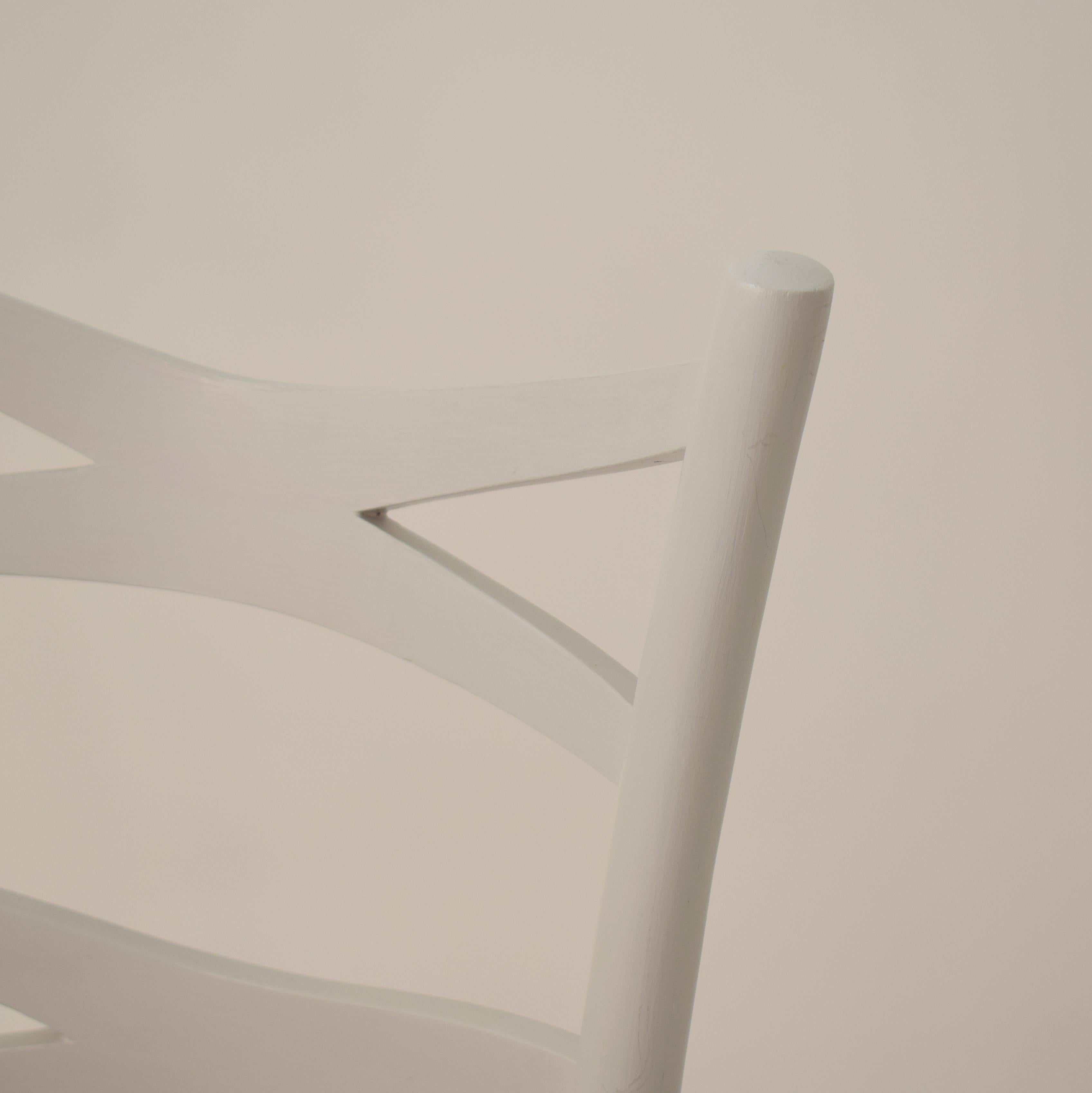Set of Eight Mid Century 1940s White Italian Dining Chairs Style Osvaldo Borsani 8