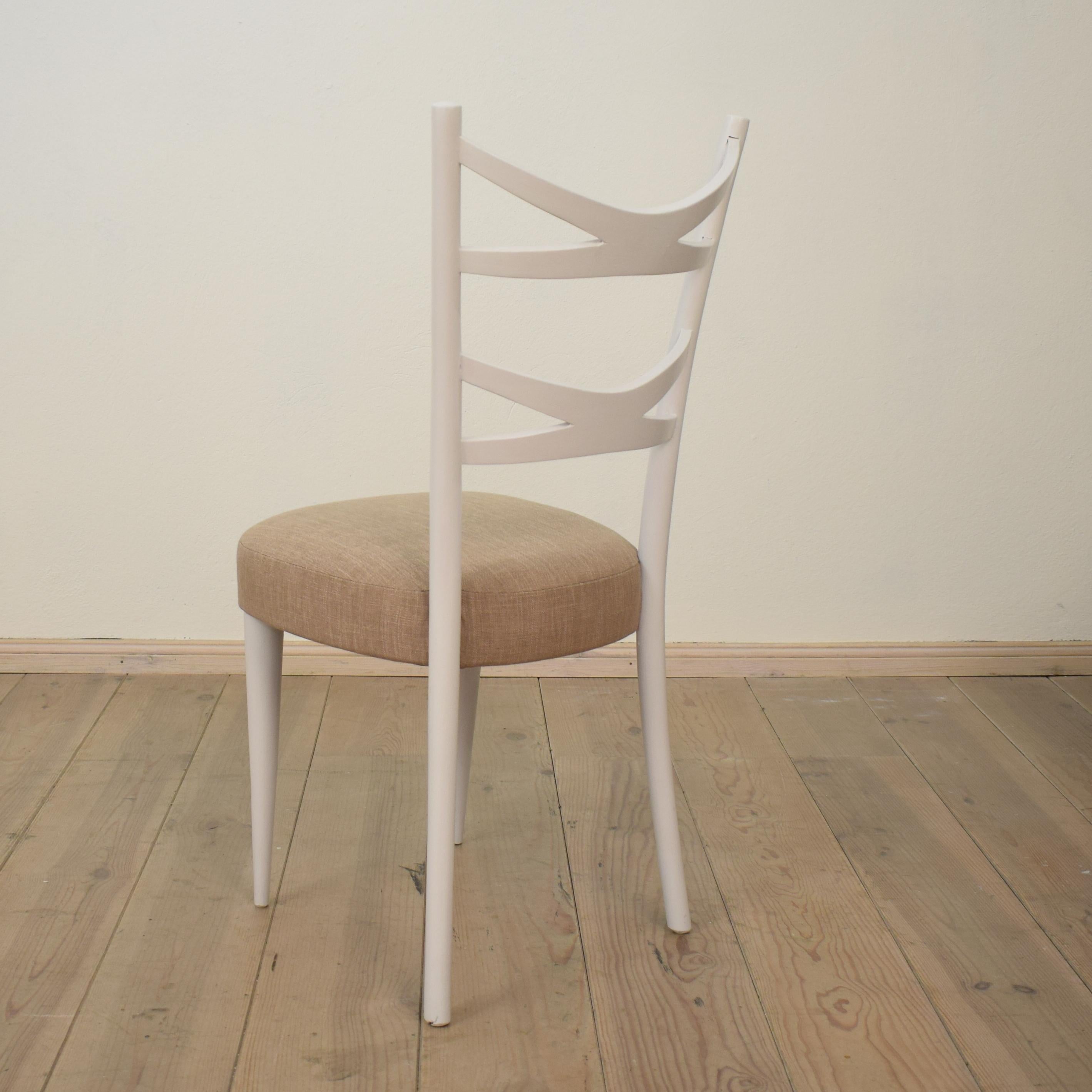 Set of Eight Mid Century 1940s White Italian Dining Chairs Style Osvaldo Borsani 2
